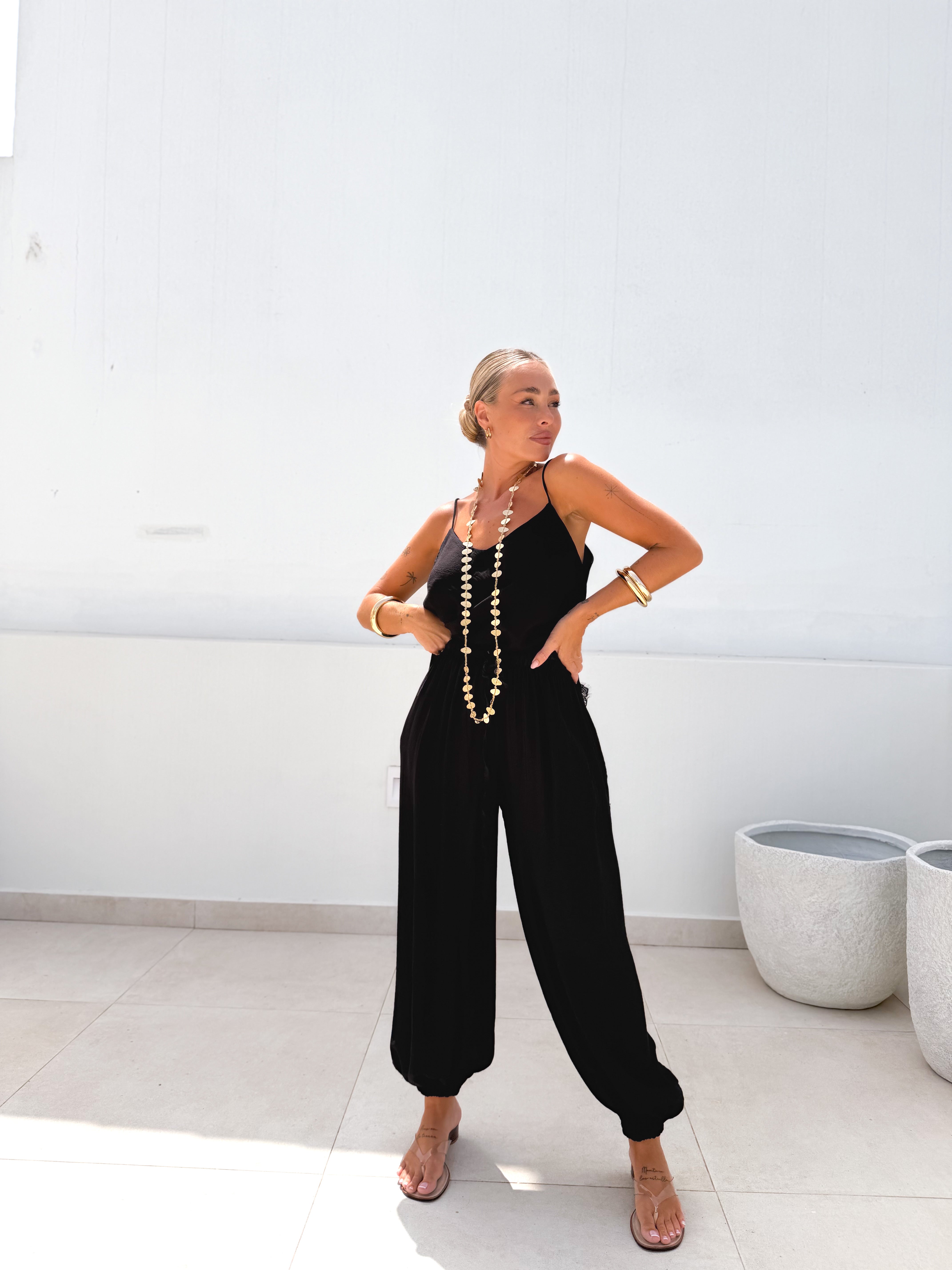 Pantalón bombacho negro