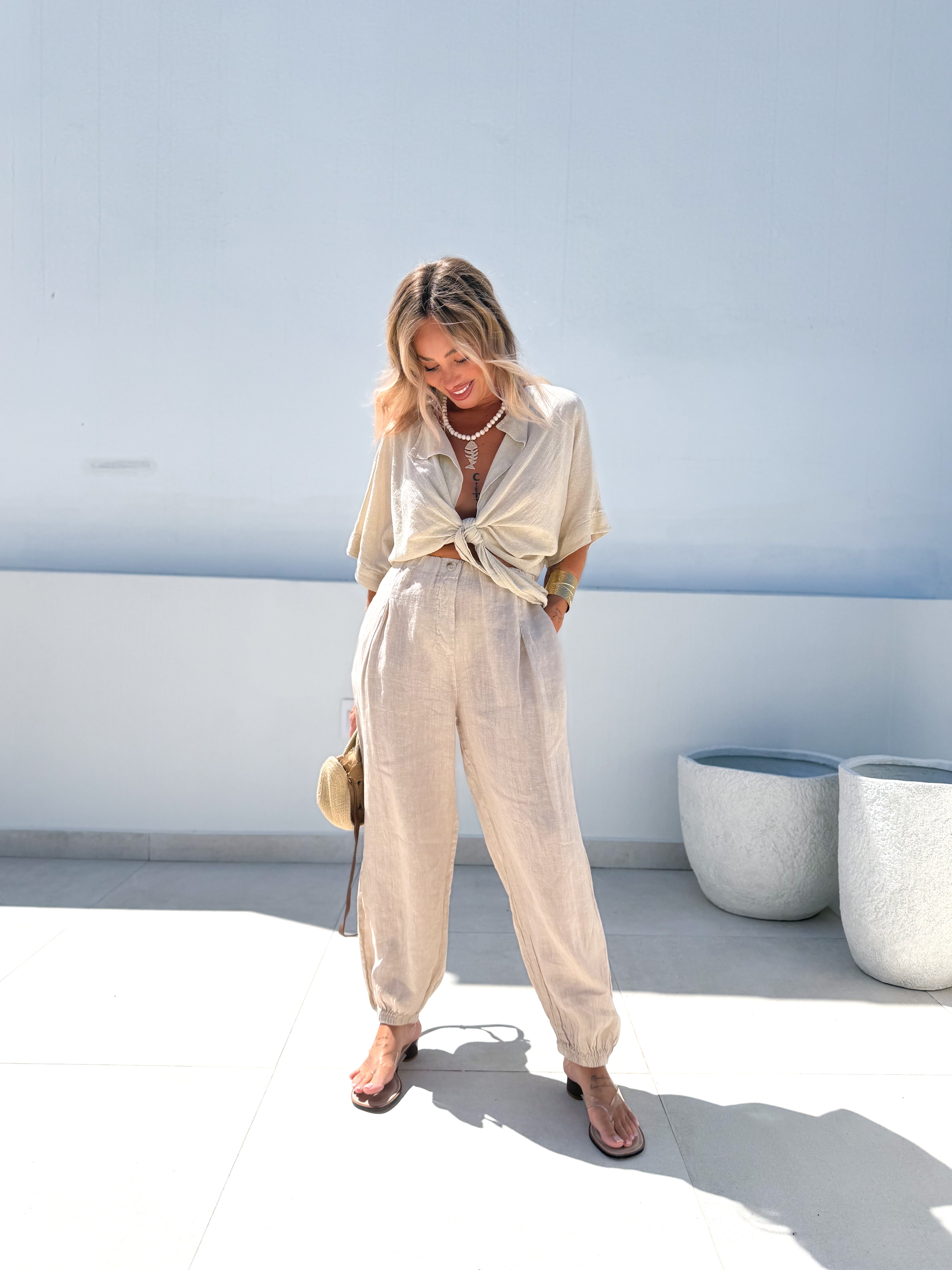 Bombacho lino beige