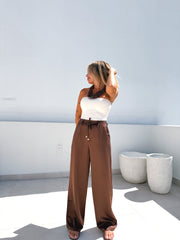 Pantalón satinado Marrón