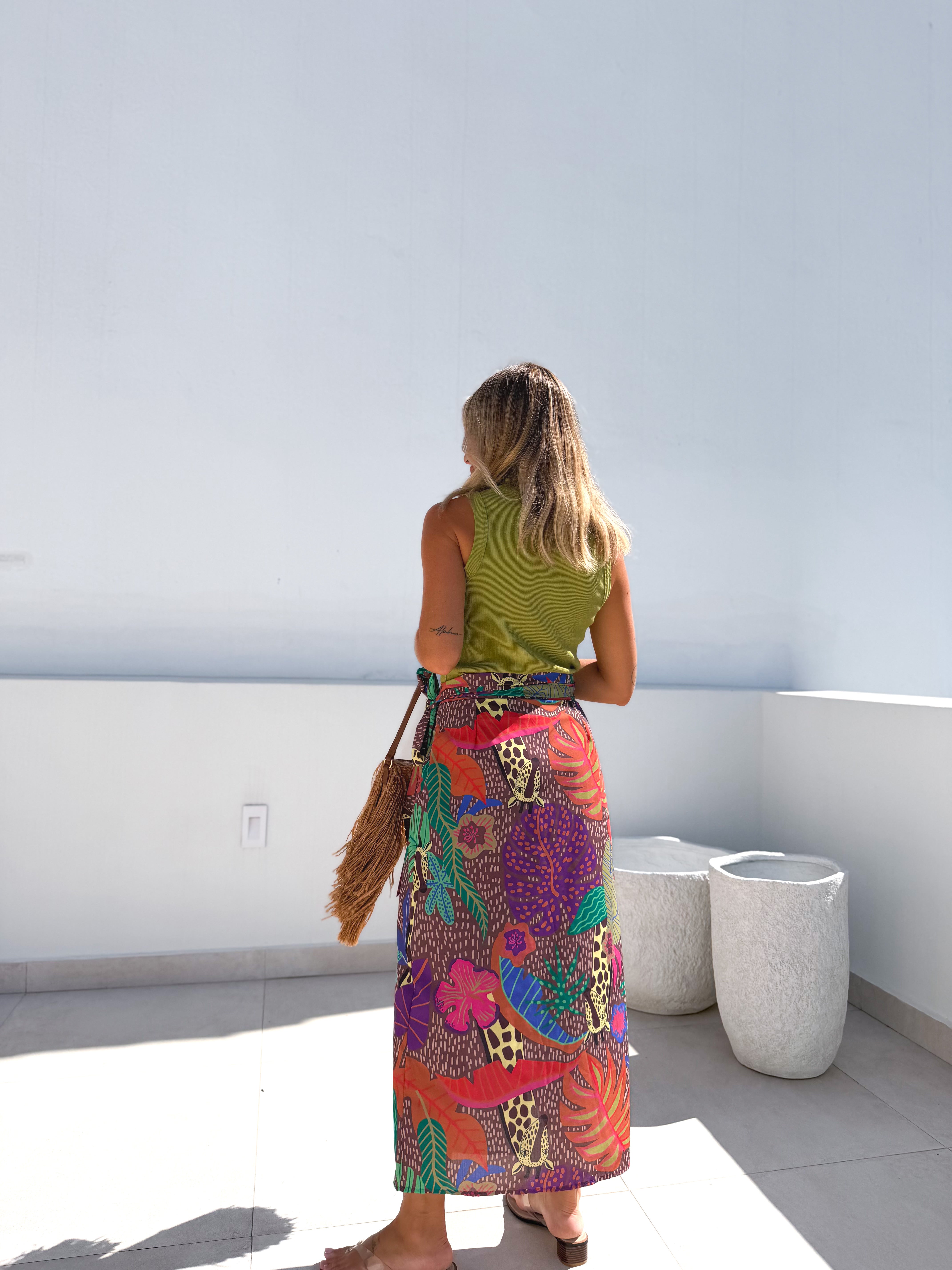 Falda pareo estampada multi