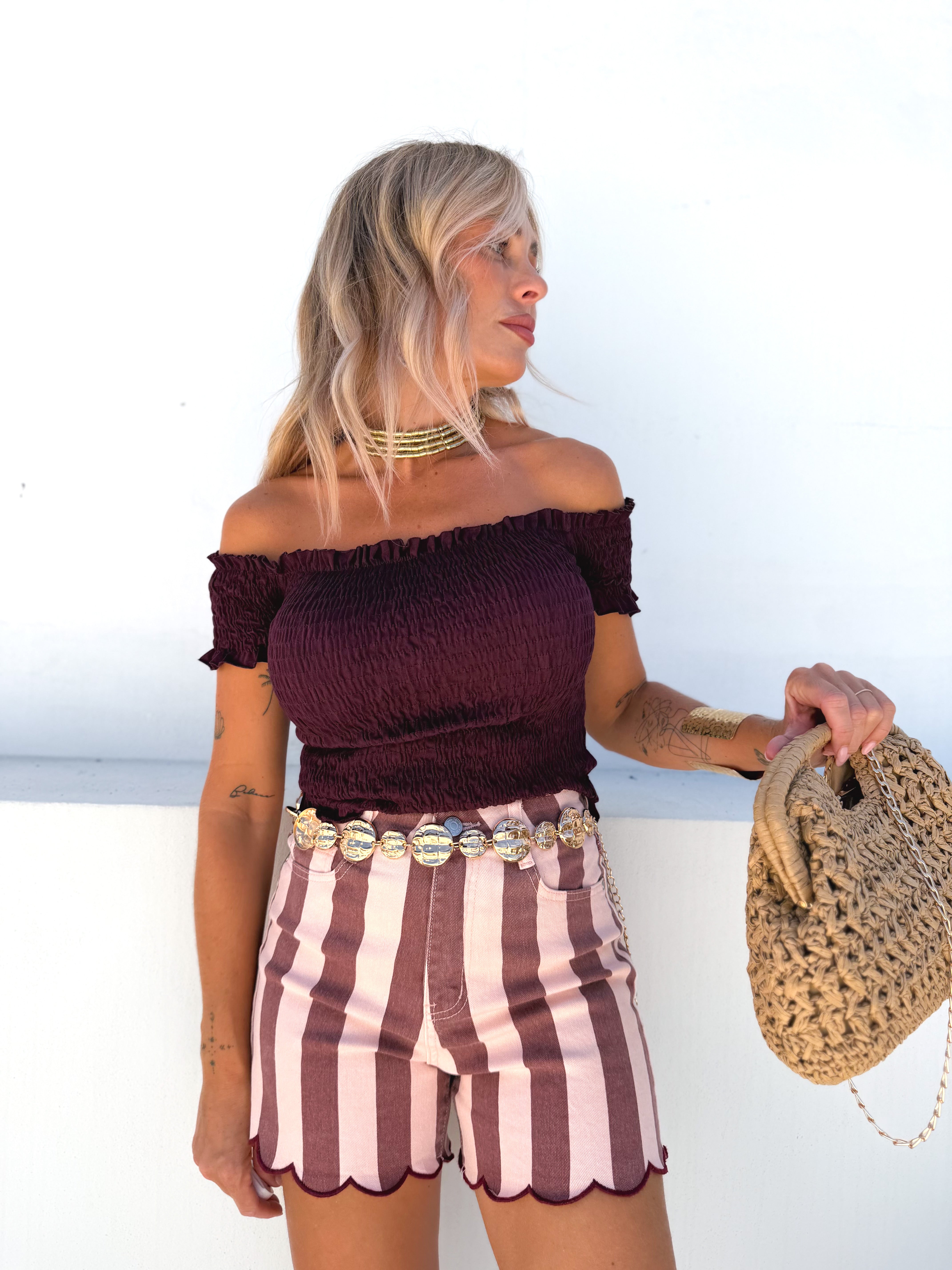 Short rayas blonda malva