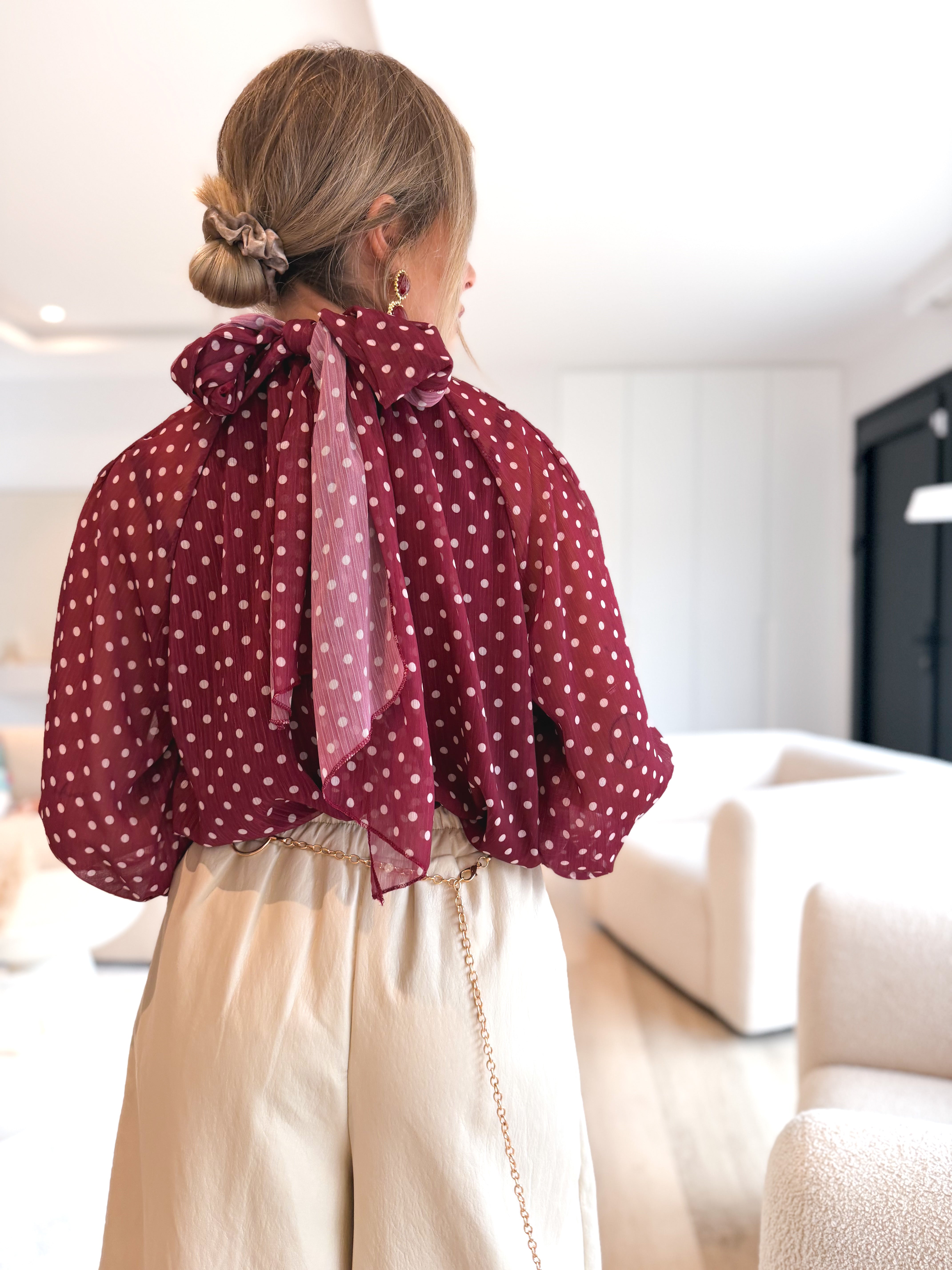 Blusa topitos Burdeos