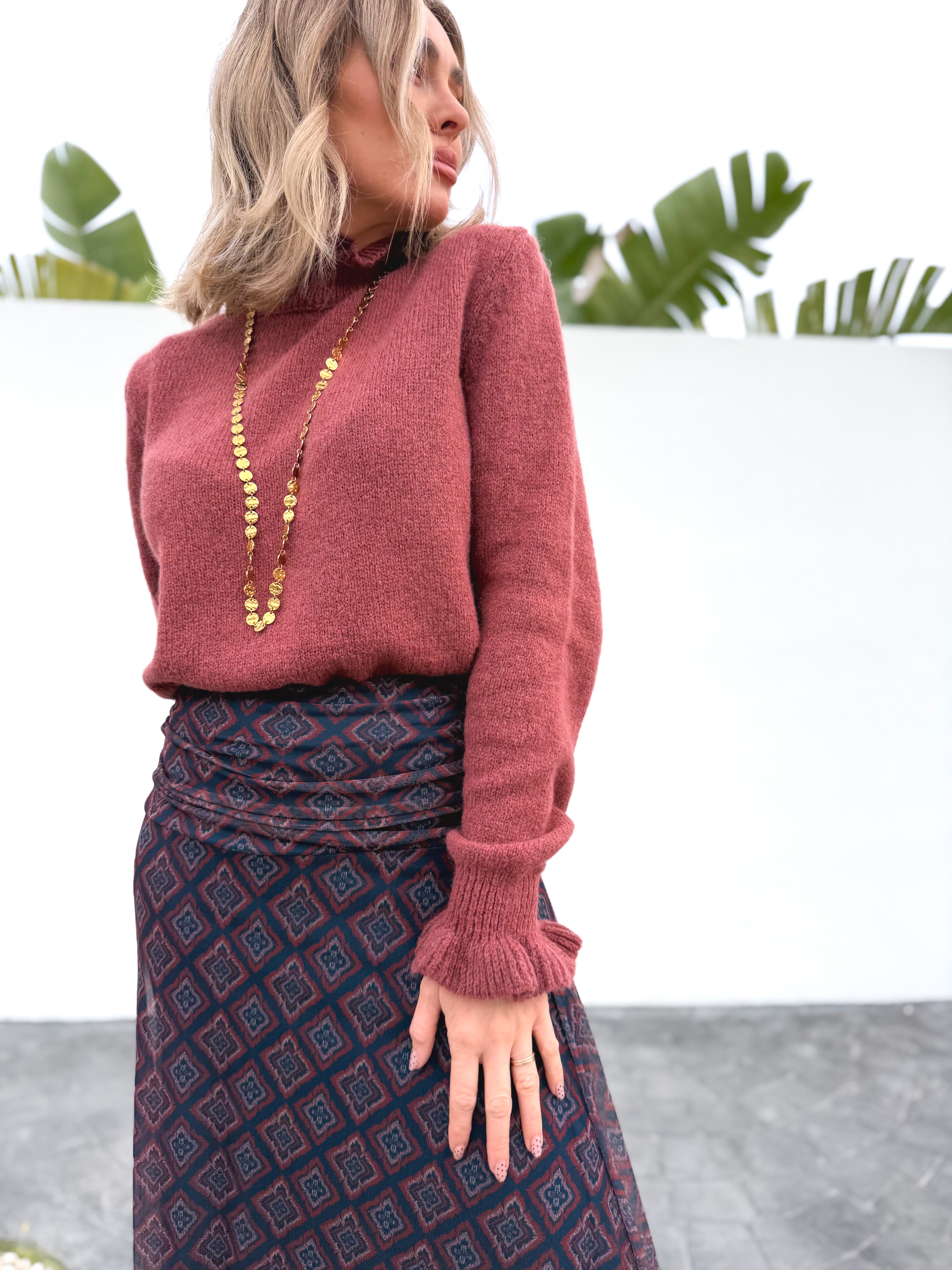 Falda larga gasa estampado multi