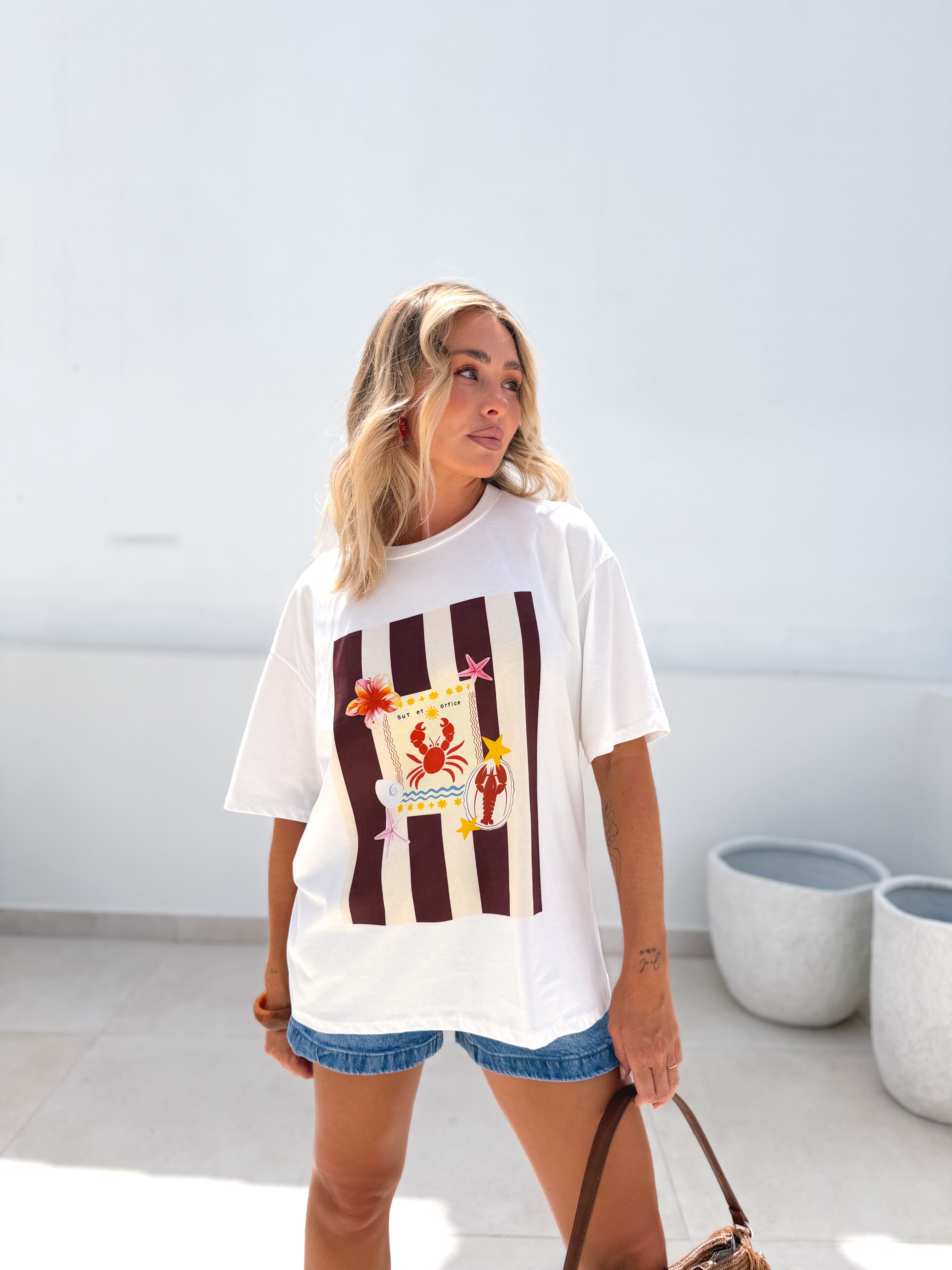 Camiseta oversize marrón/beige