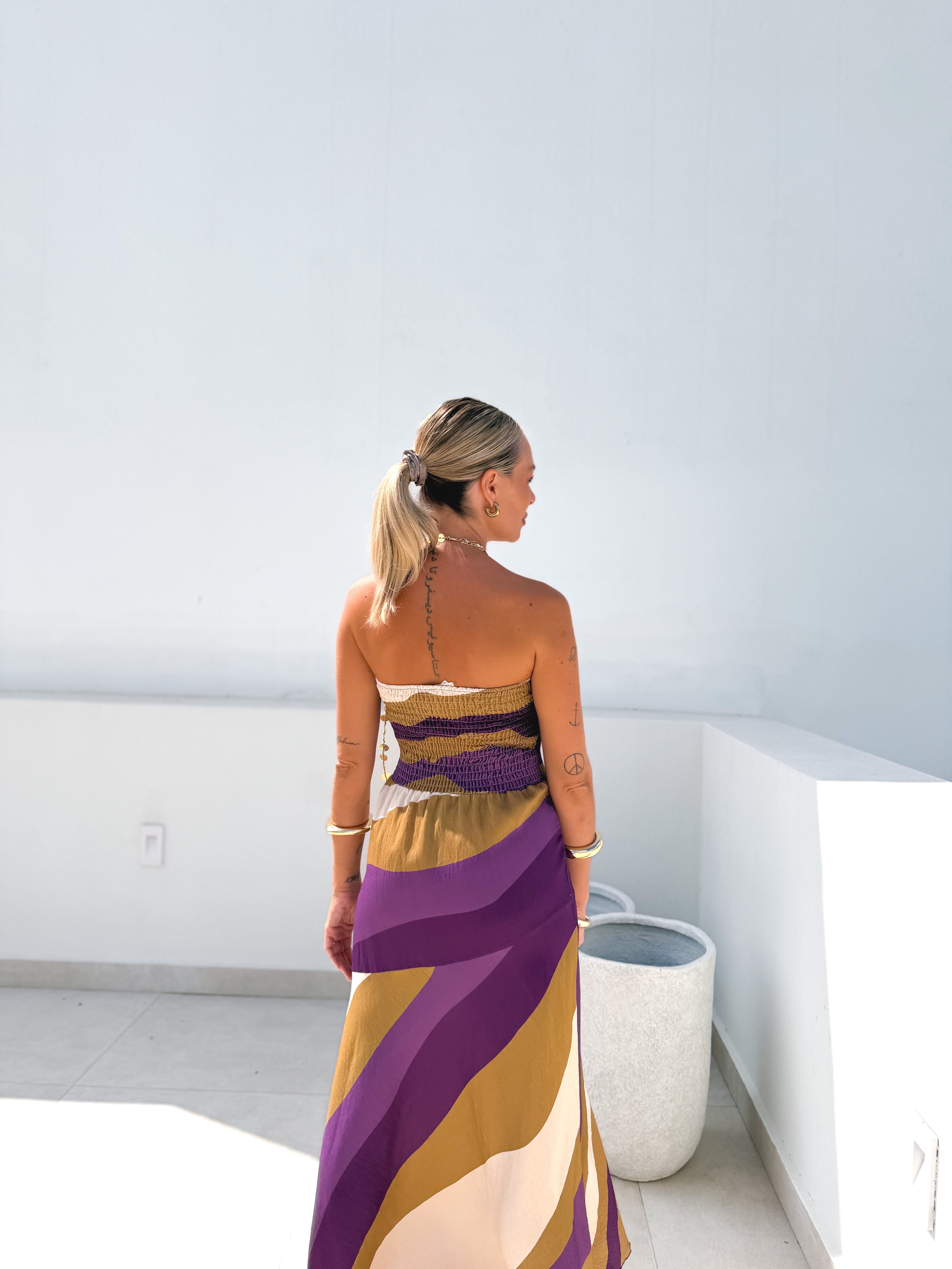 Vestido banda lima/morado