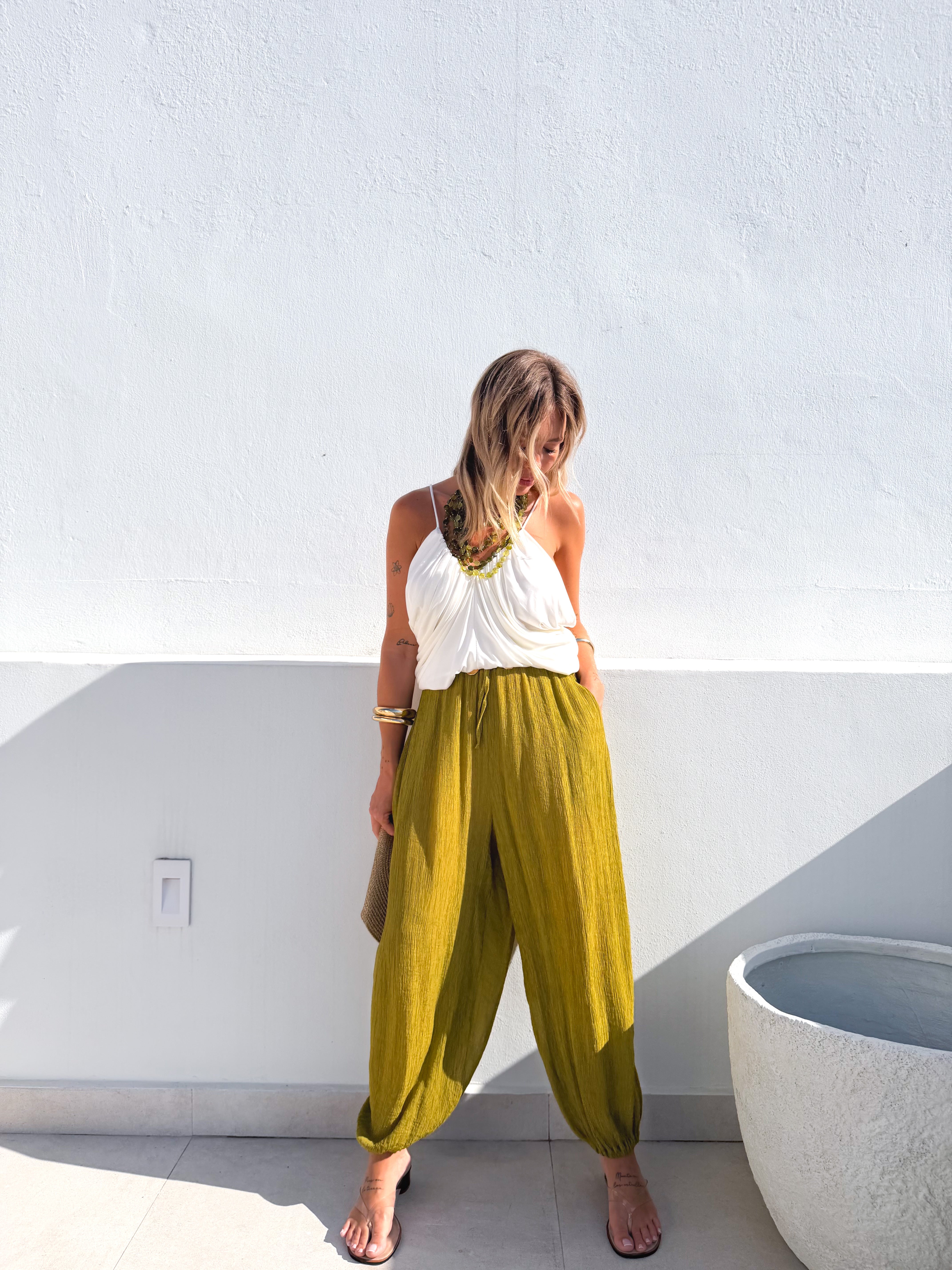 Pantalón bambula bombacho lima