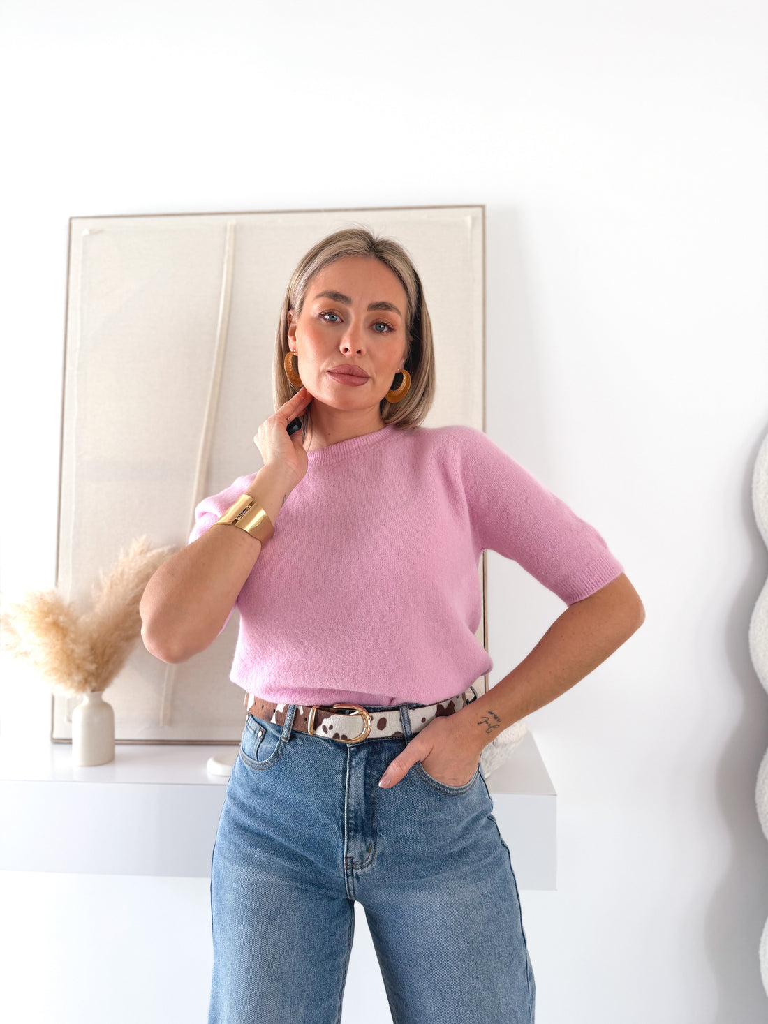 Jersey punto sin mangas rosa