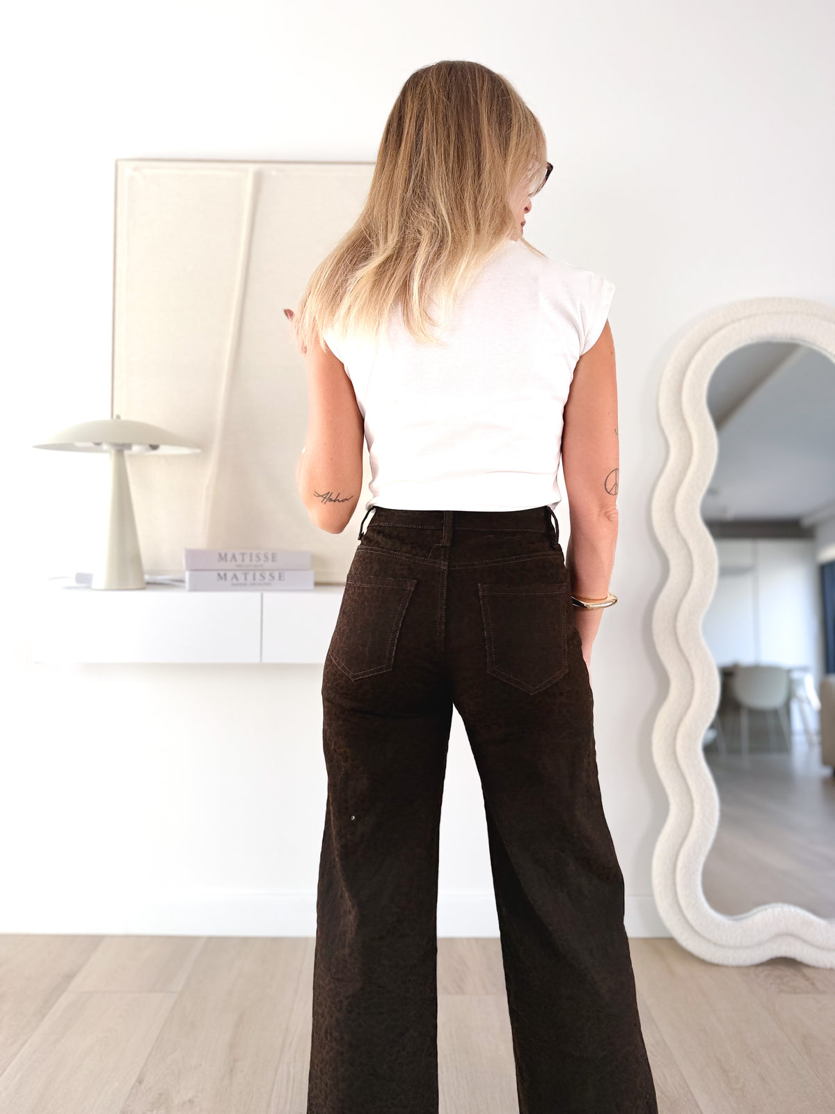Denim wide animal print
