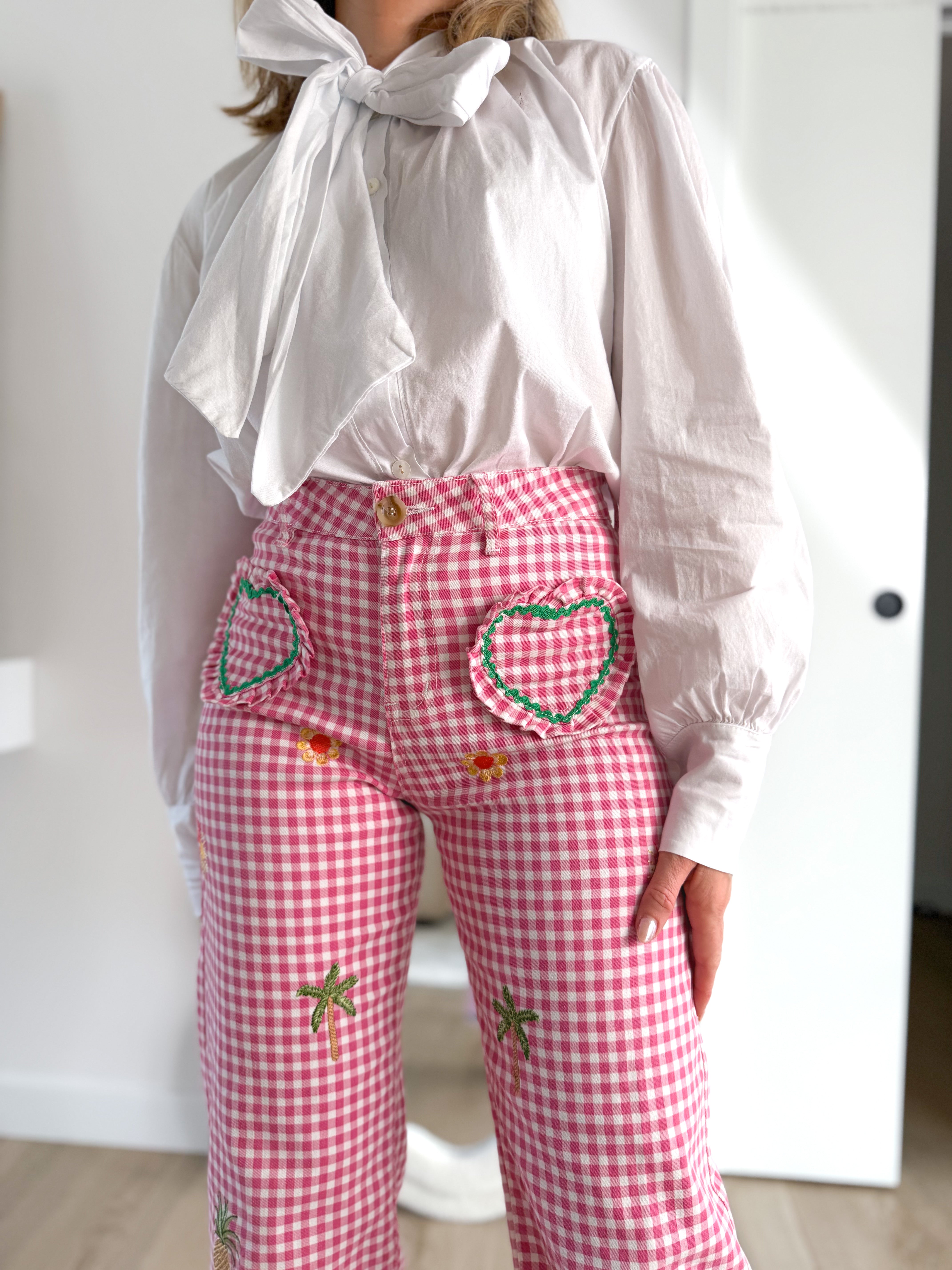 Denim vichy combinado