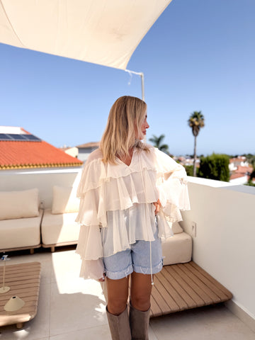Blusa volantes beige