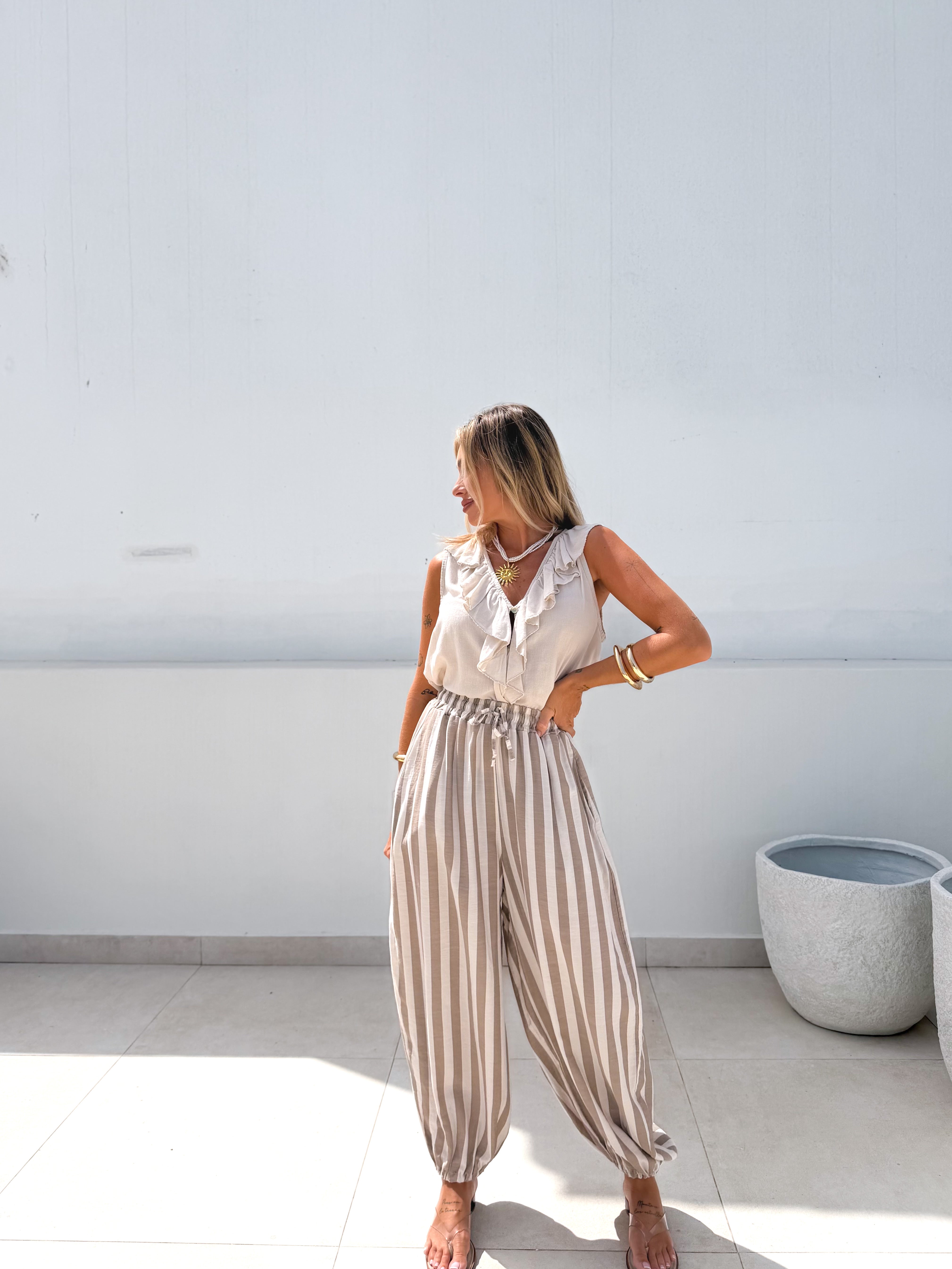 Bombacho rayas beige