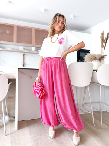 Pantalón fluido ballon rosa