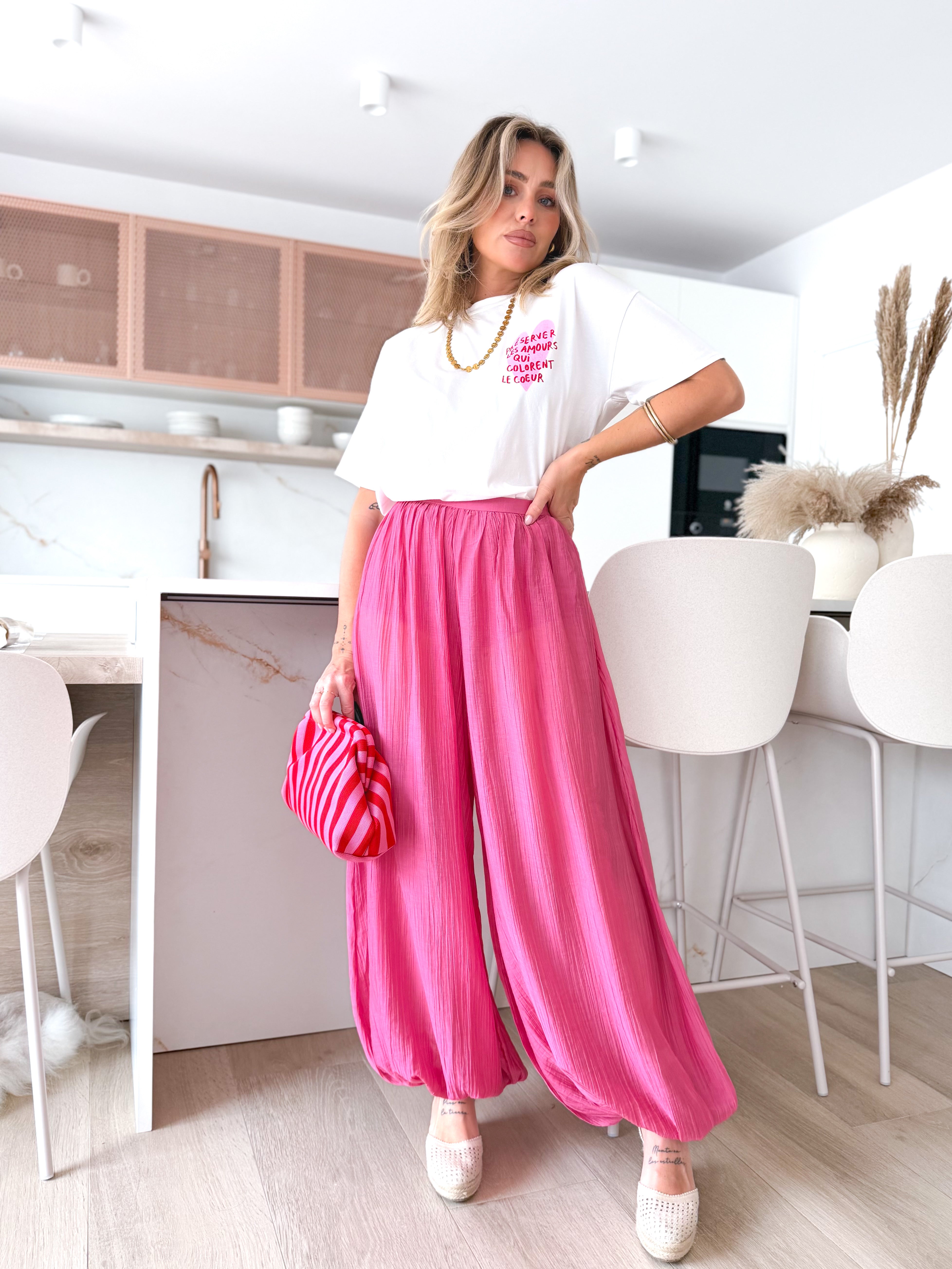 Pantalón fluido ballon rosa