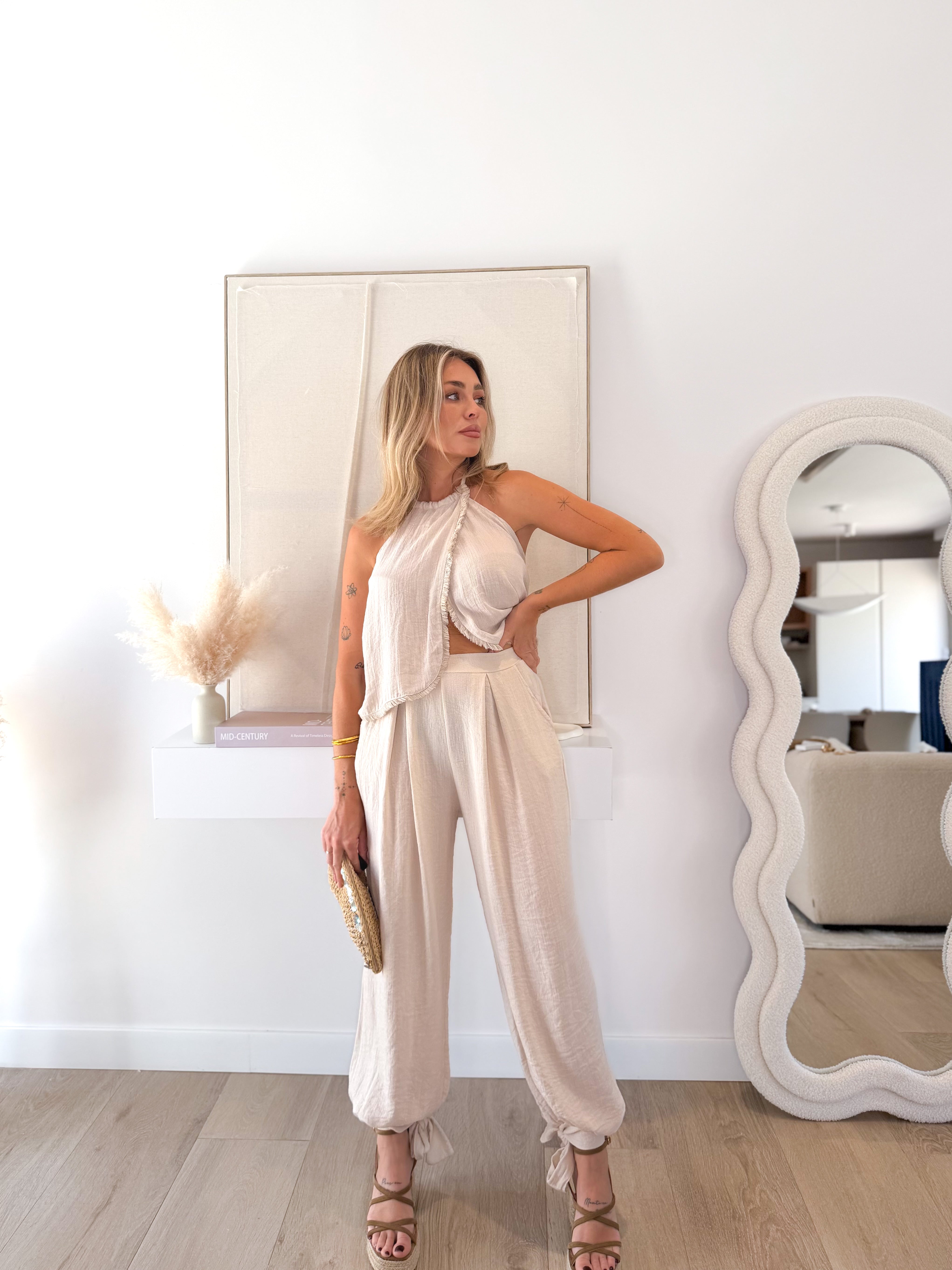 Pantalón bombacho beige