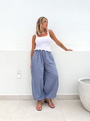 Pantalón bombacho vichy azul