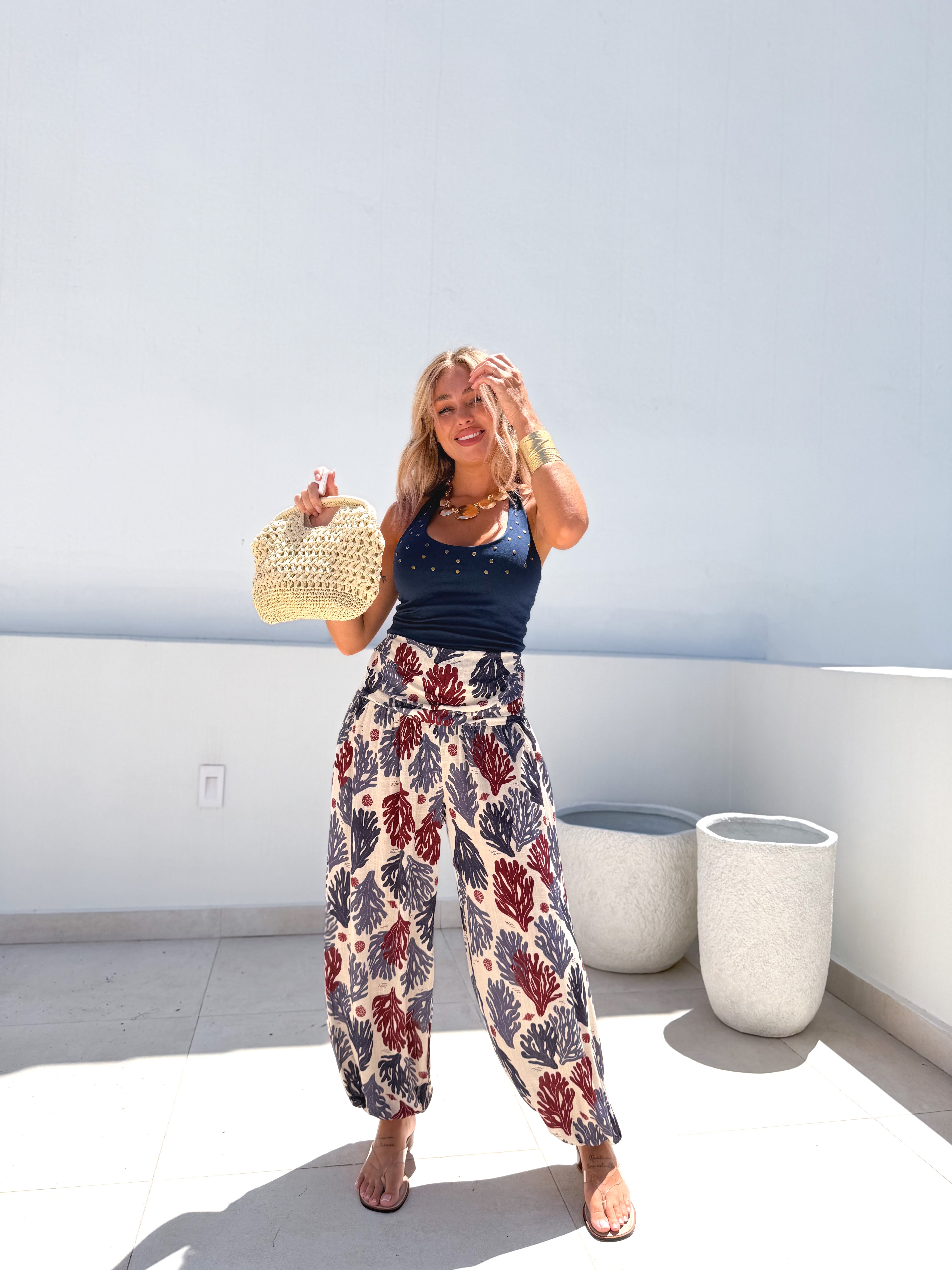 Pantalón bombacho coral Marino