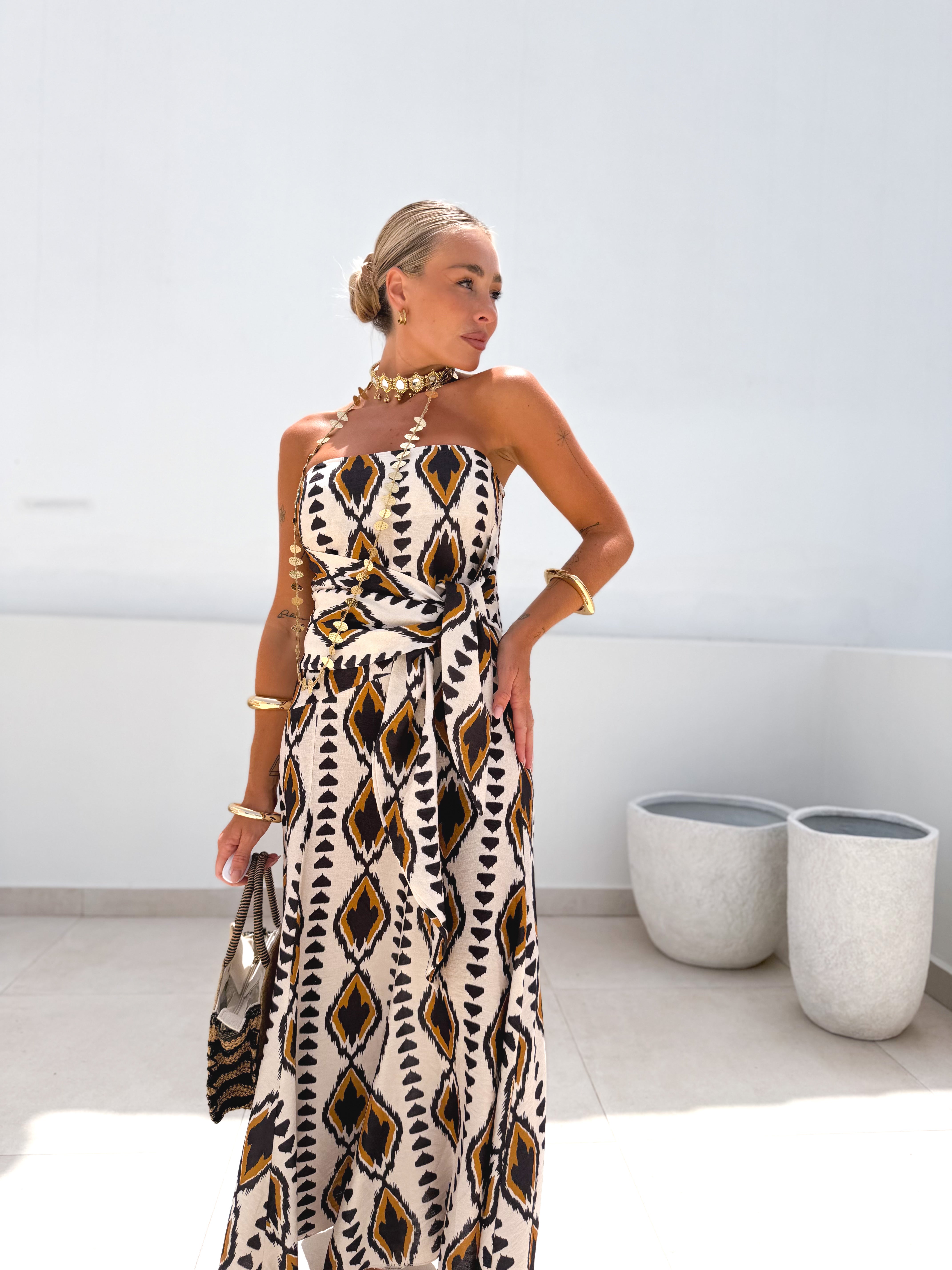 Vestido nudo étnico negro