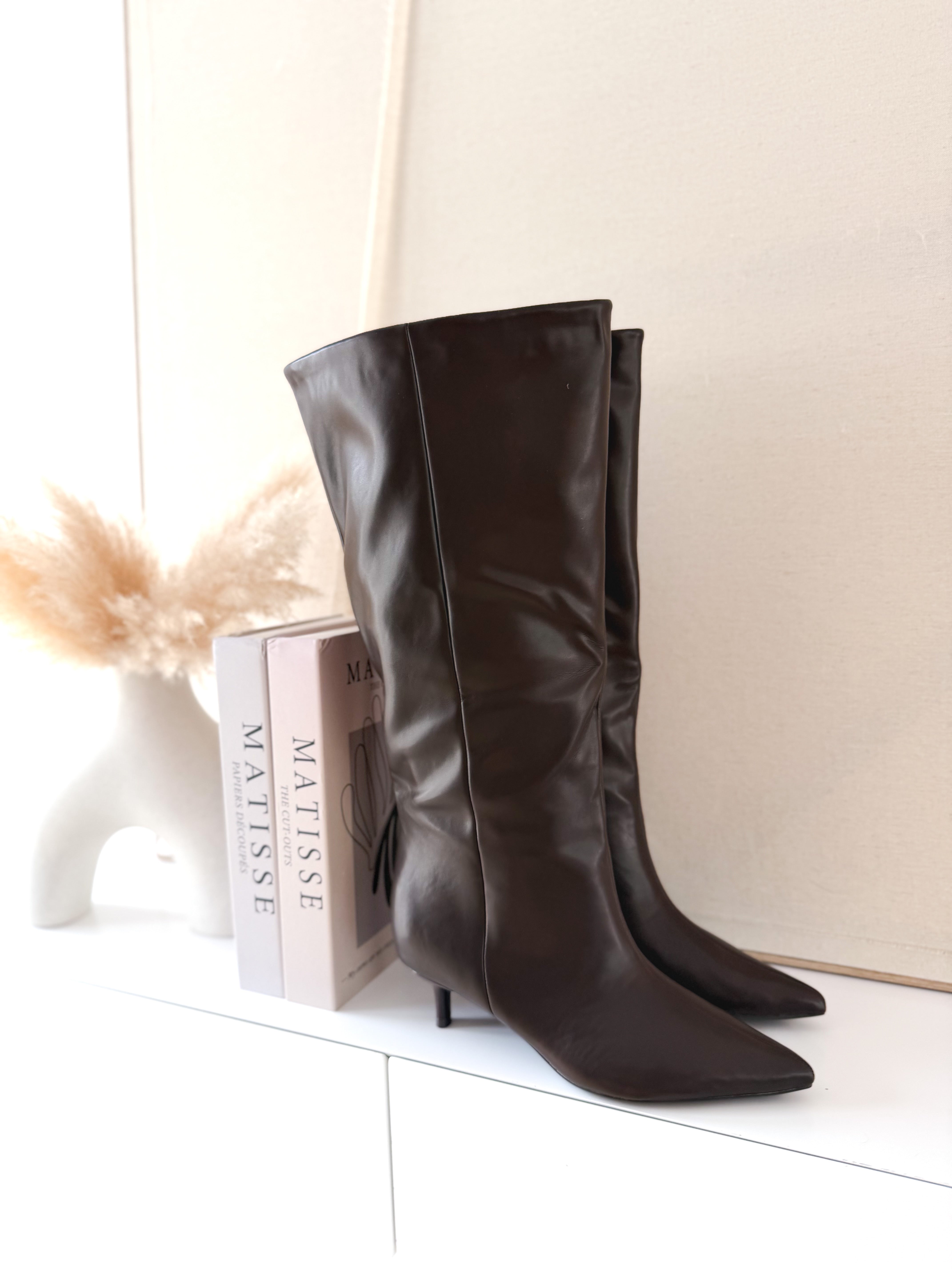 Botas polipiel marrón