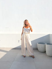 Pantalón satinado blanco