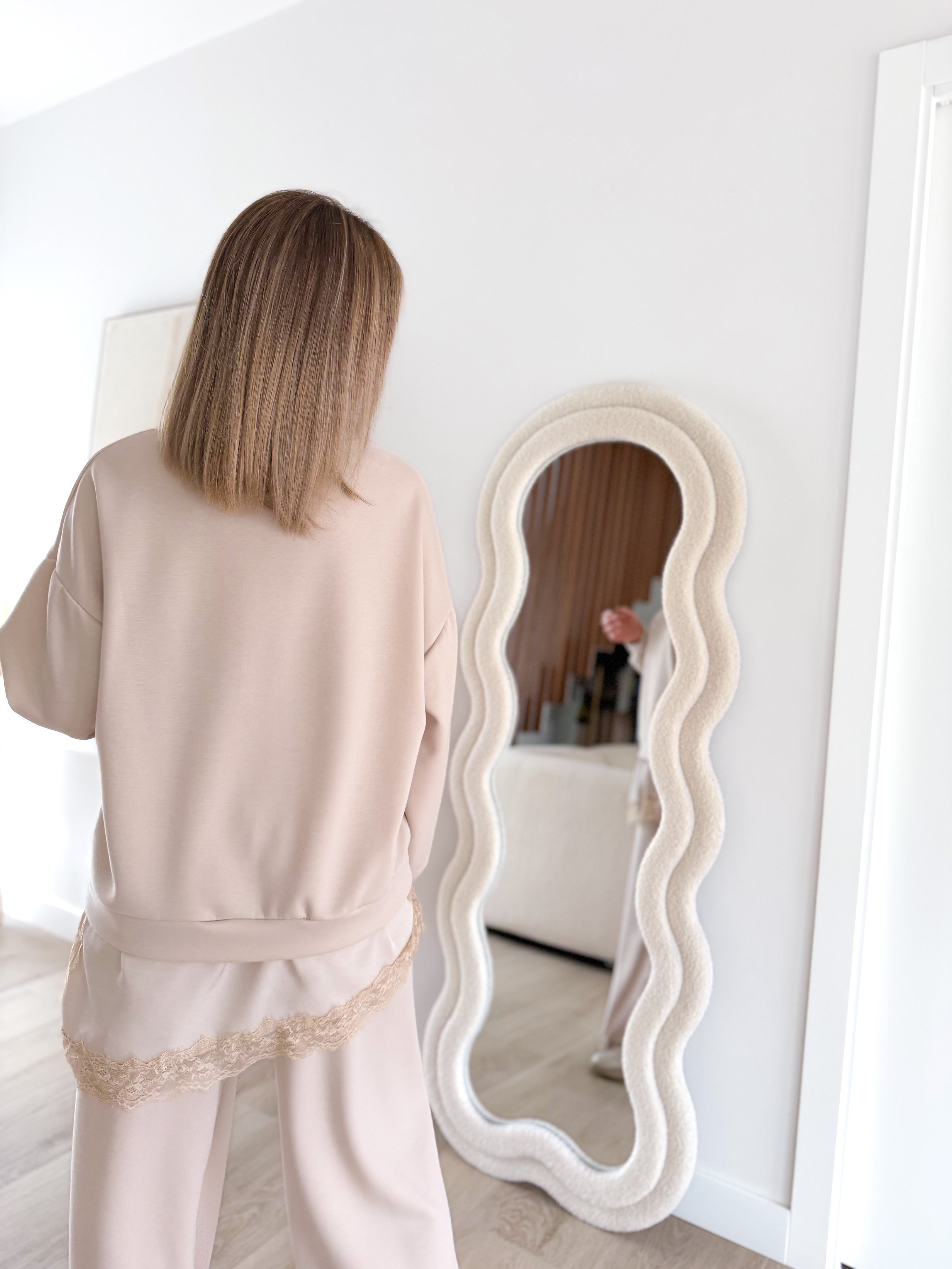 Conjunto combinado lencero beige