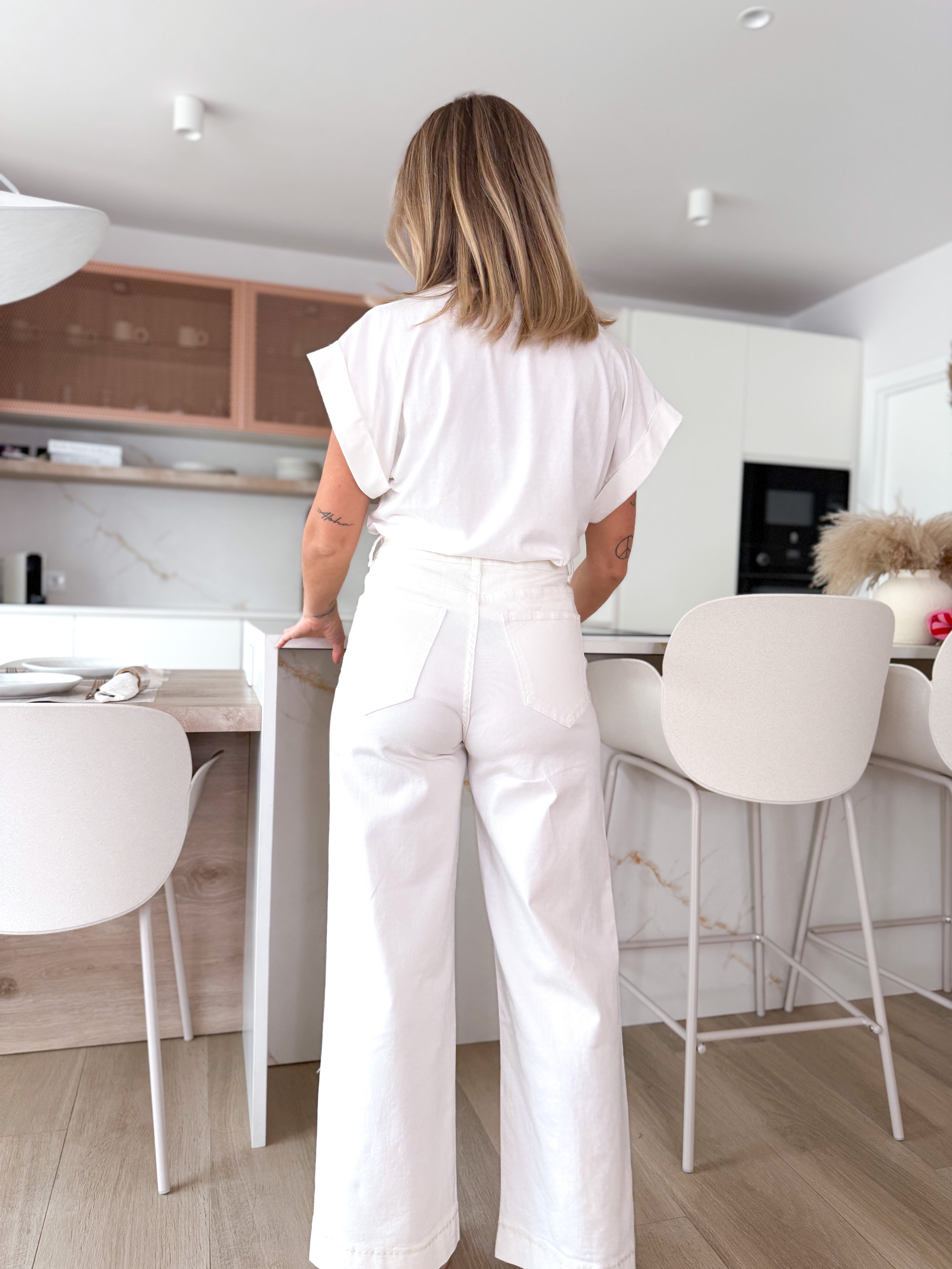 Denim wide leg crudo