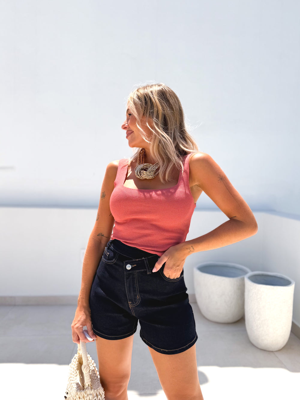 Short denim cruzado