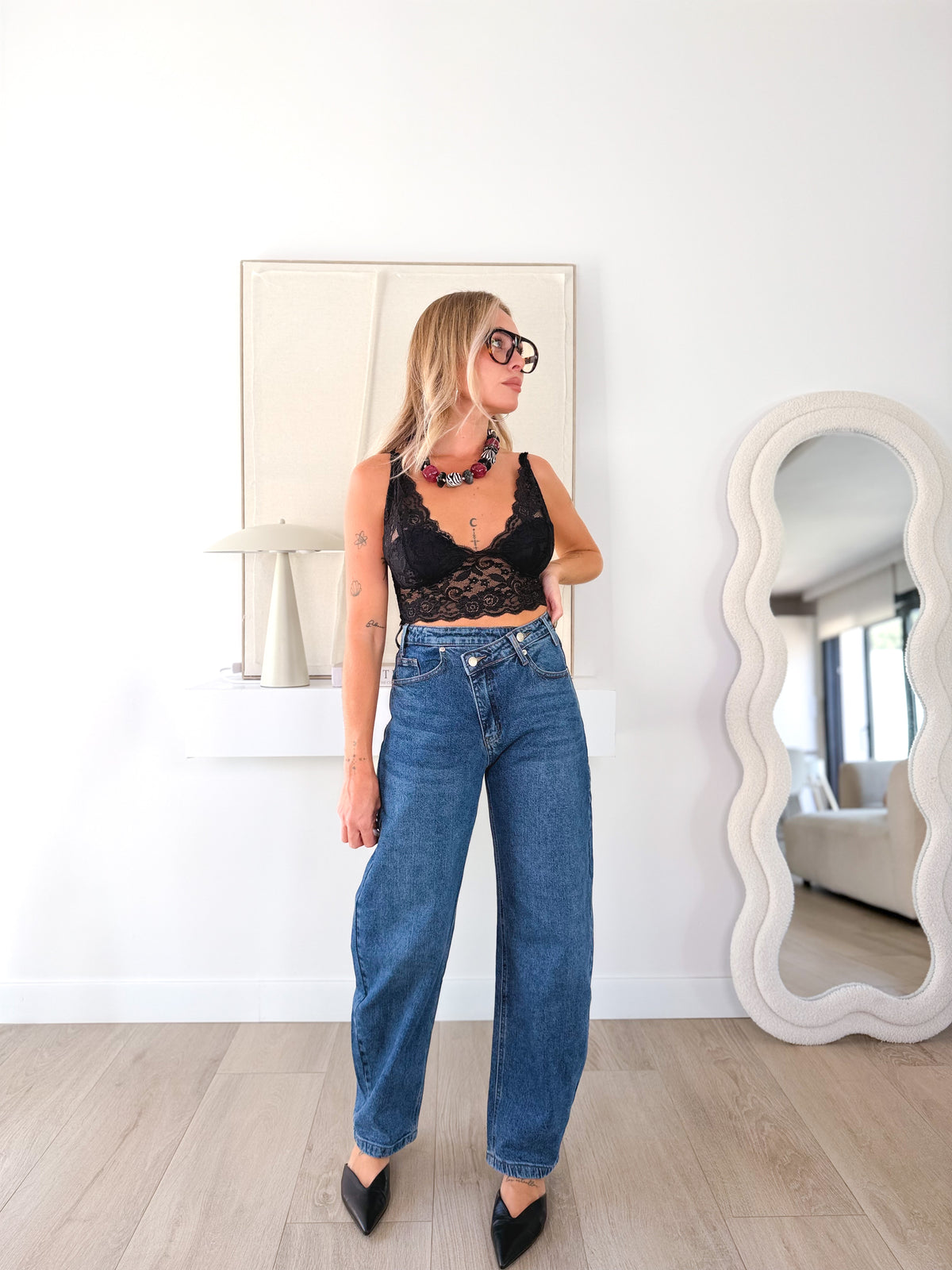 Jeans cintura cuzada