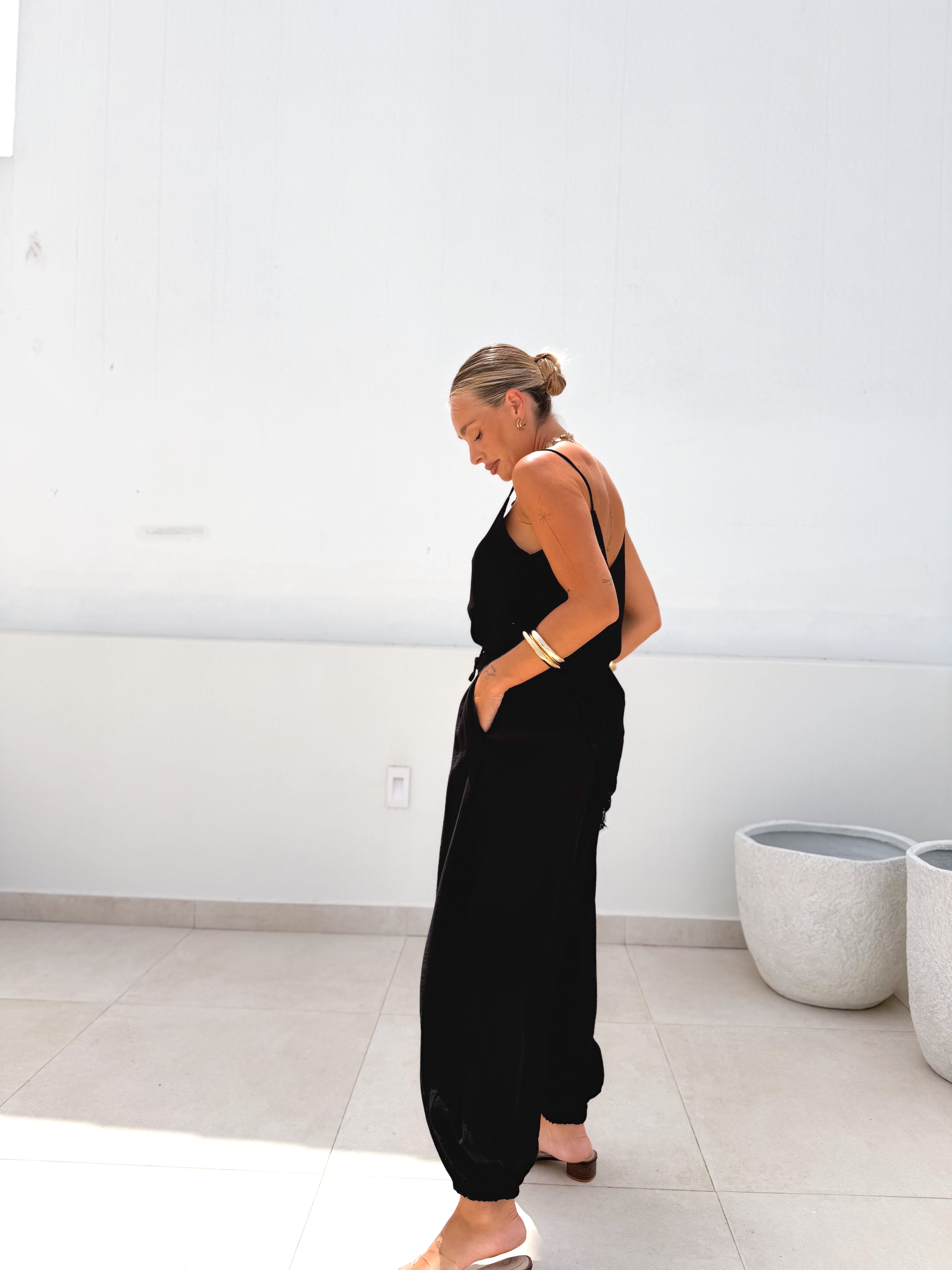 Pantalón bombacho negro