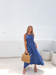 Vestido Frunces multiposición azul