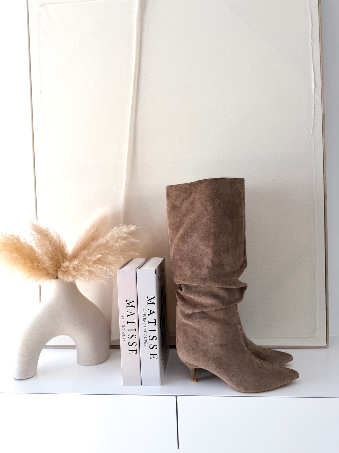 Botas alta frunce Taupe