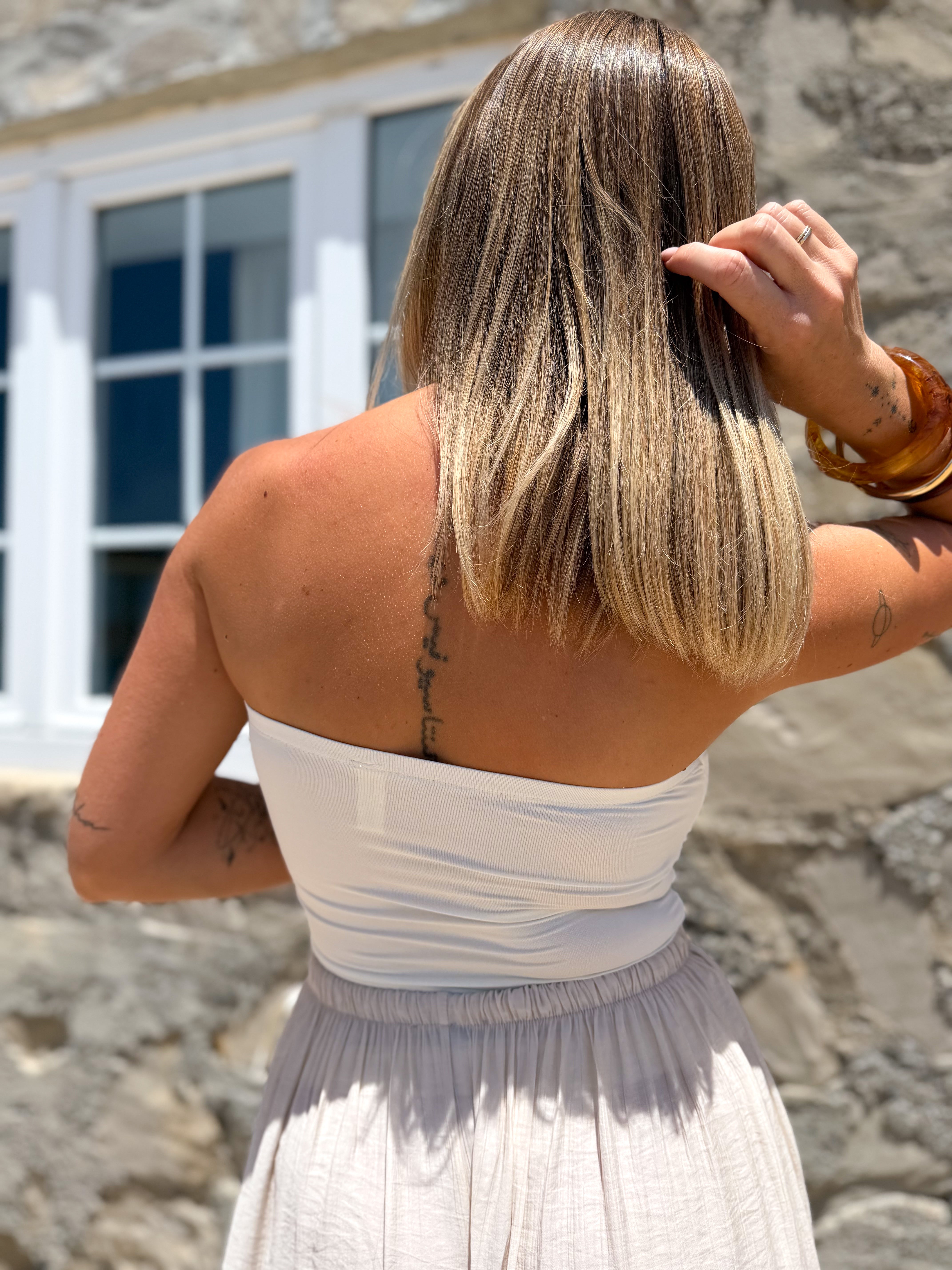 Top licra shell blanco