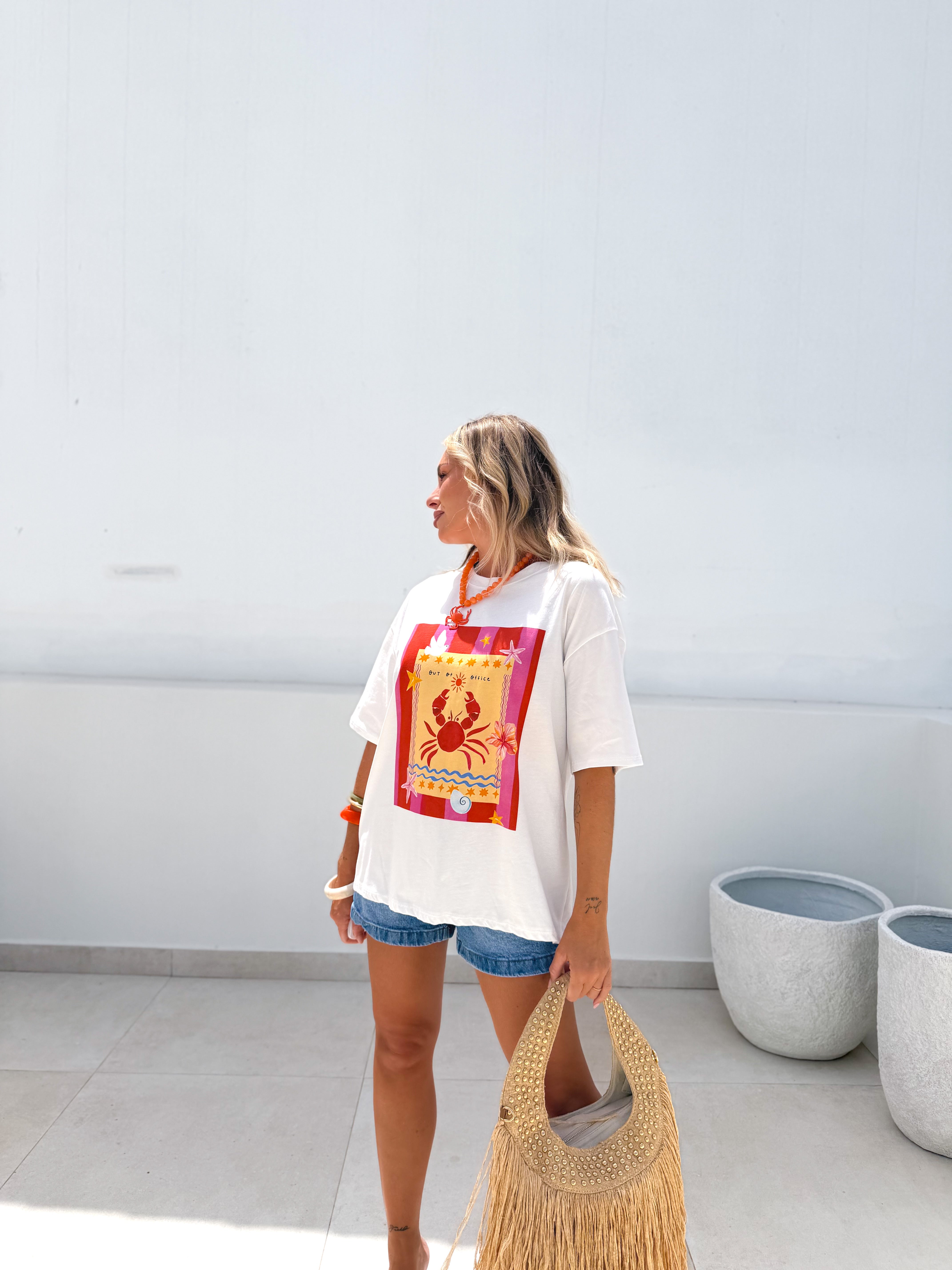 Camiseta oversize roja/rosa