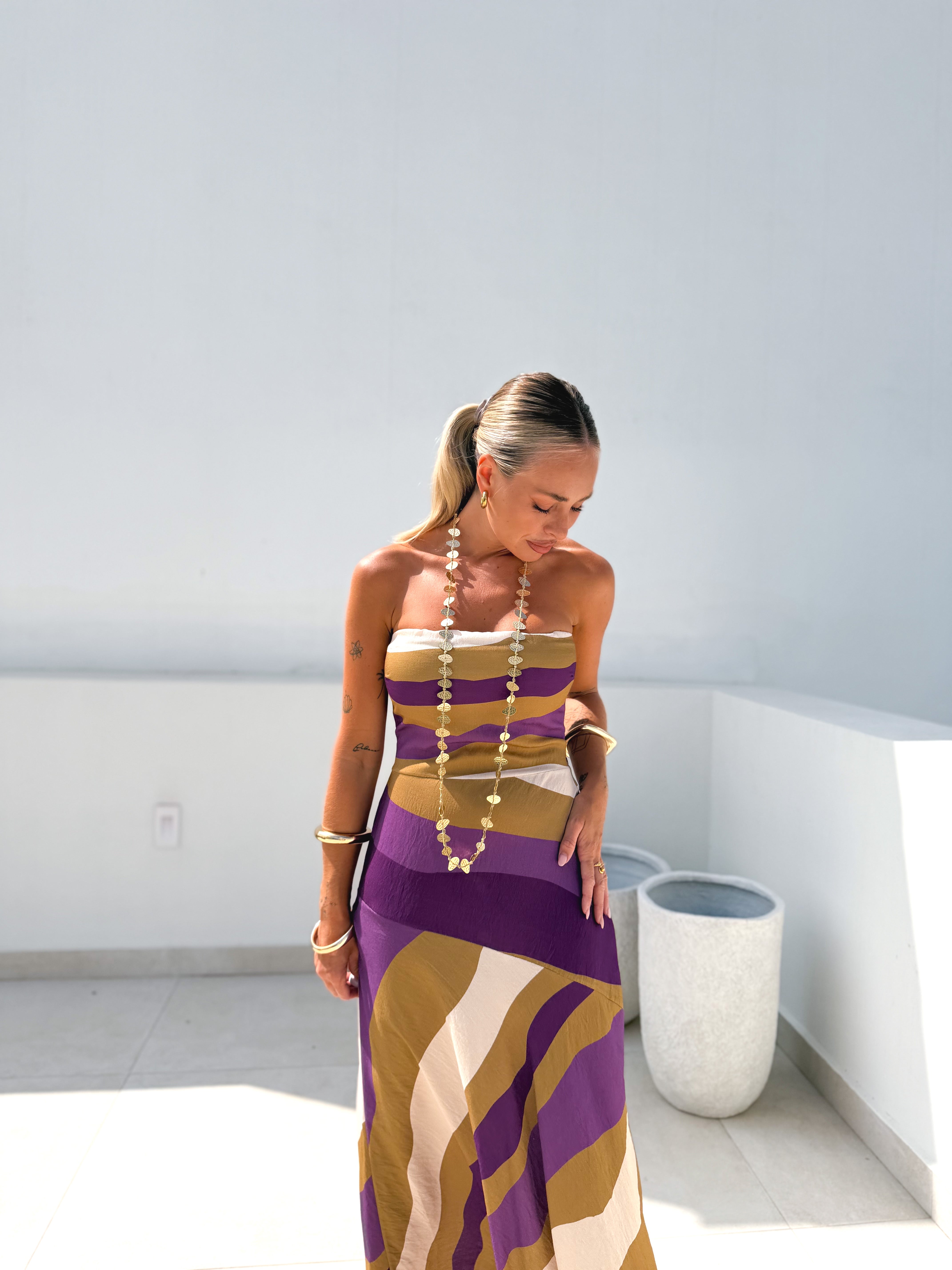 Vestido banda lima/morado