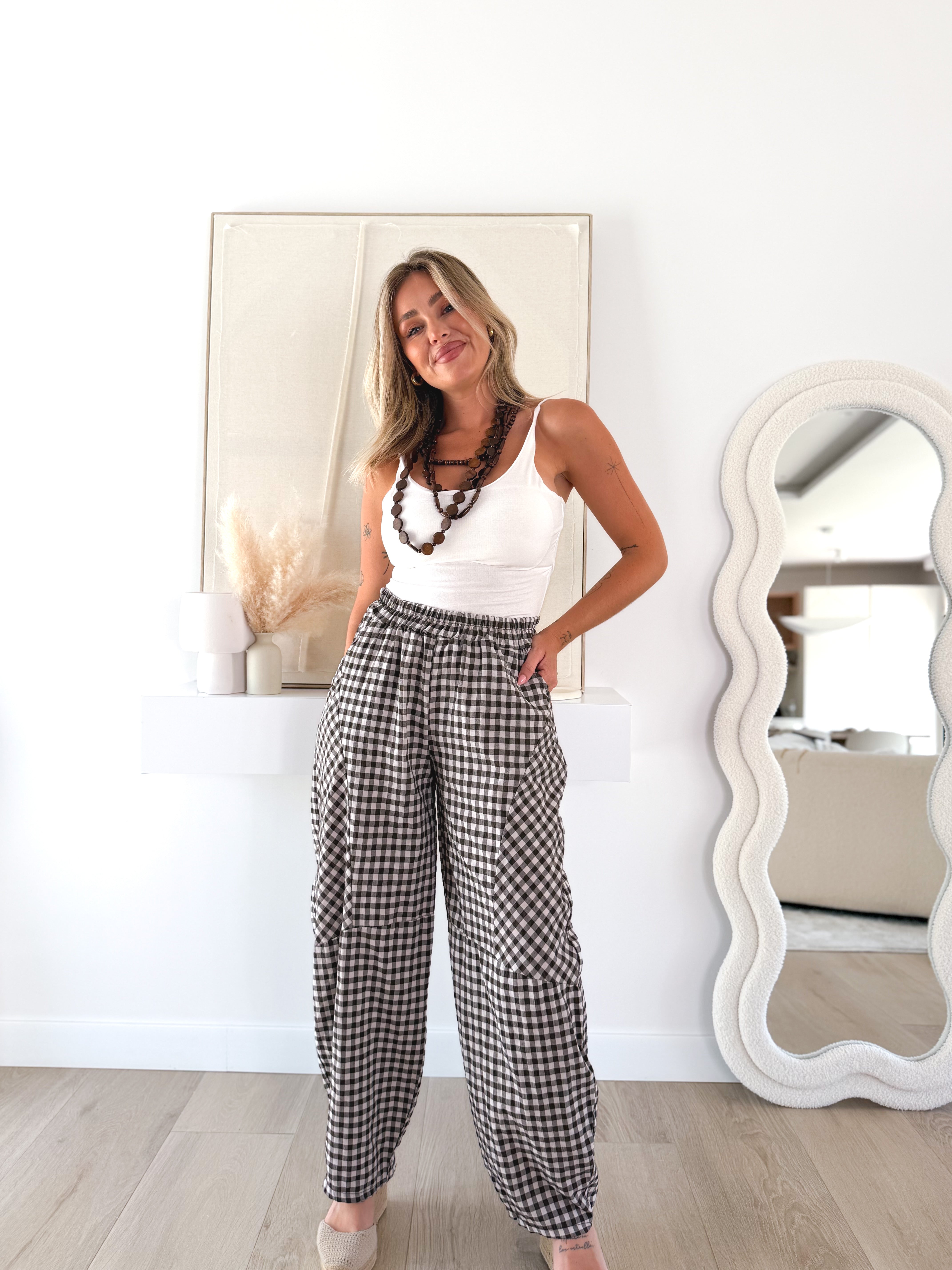 Pantalón bombacho Vichy choco