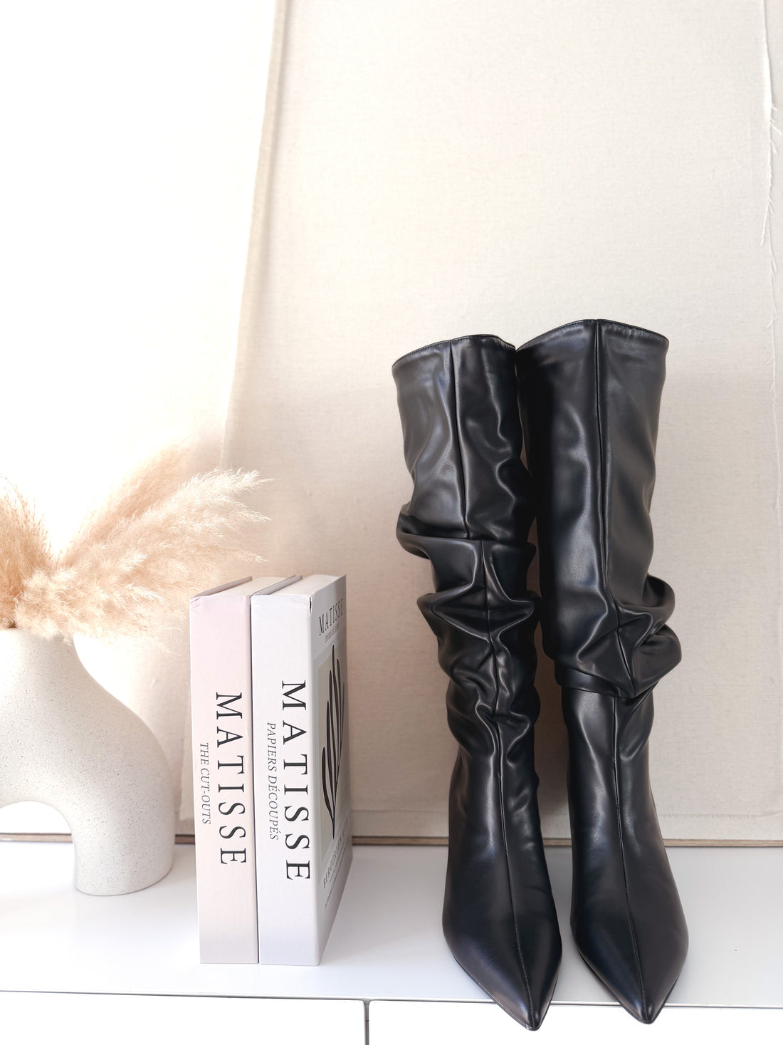 Botas alta frunce Negra