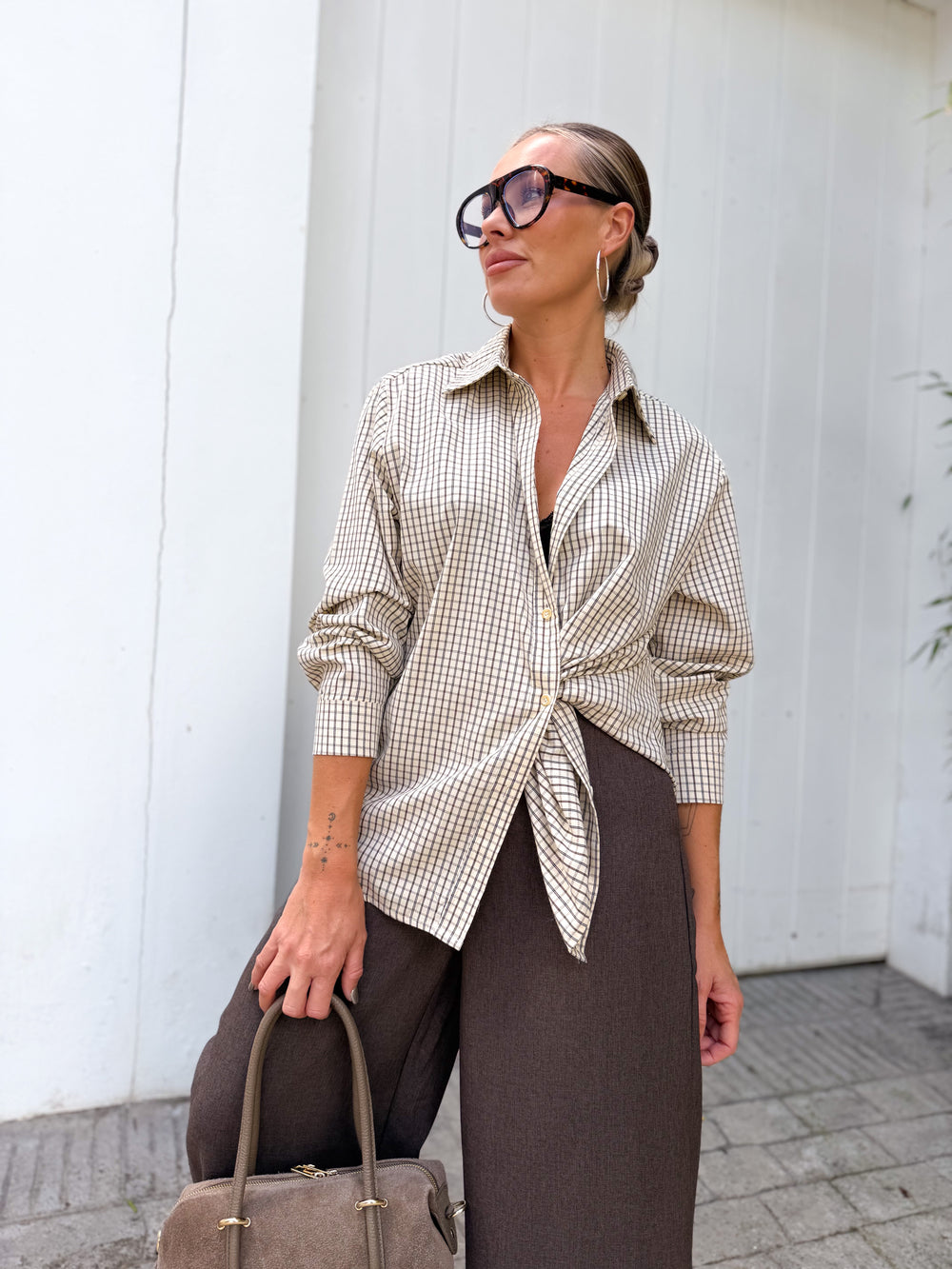 Camisa cuadros Beige/Choco