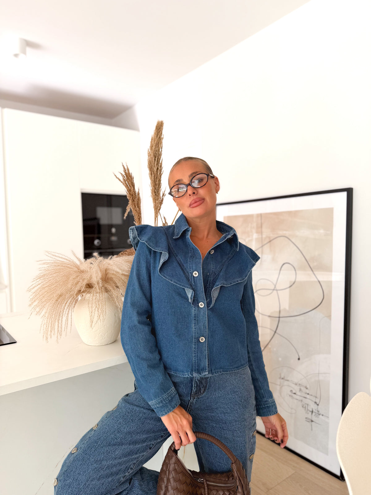 Camisa denim volantes