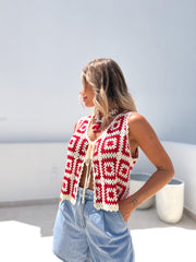 Chaleco crochet rojo