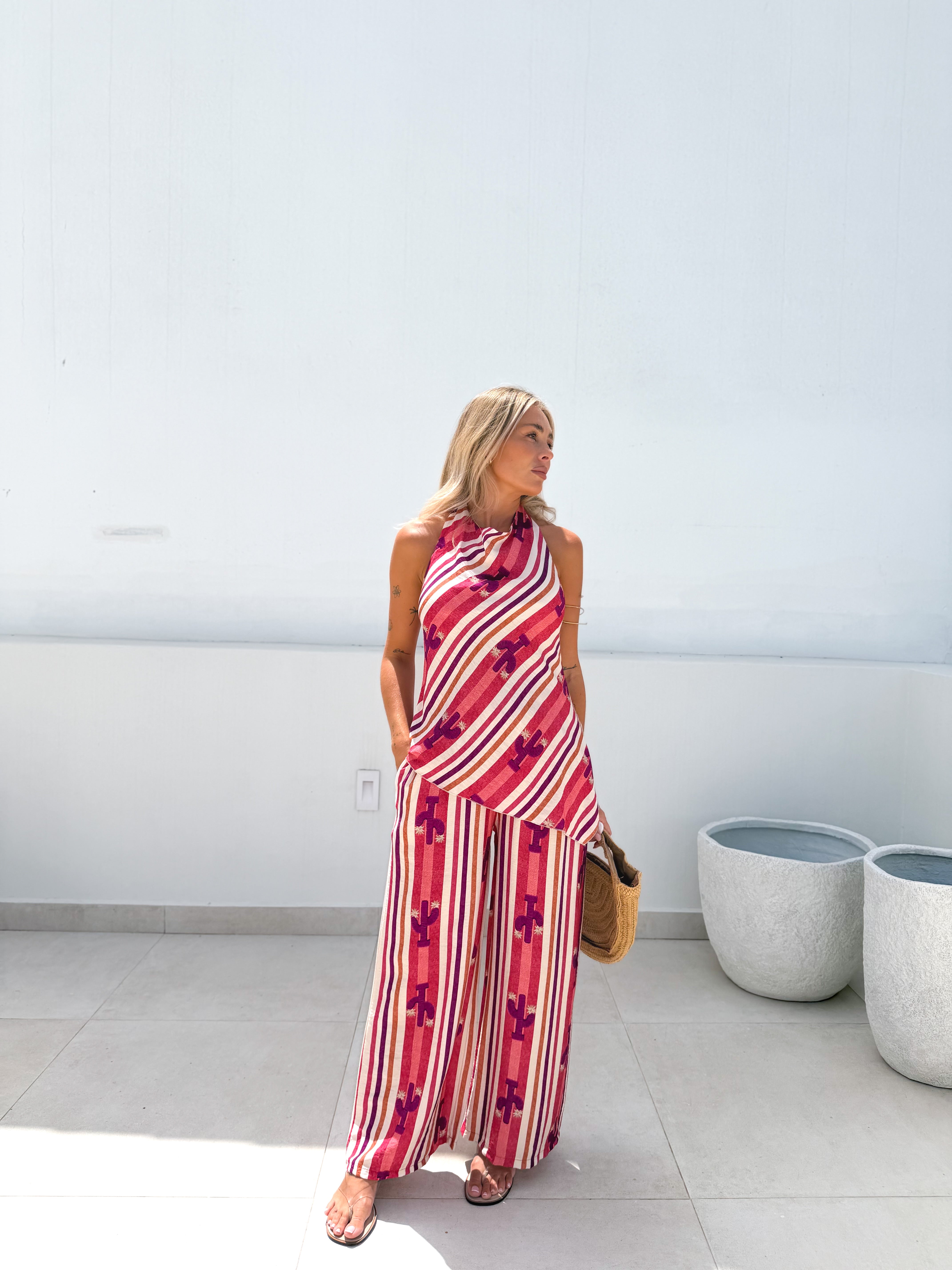 Conjunto combinado cactus rosa