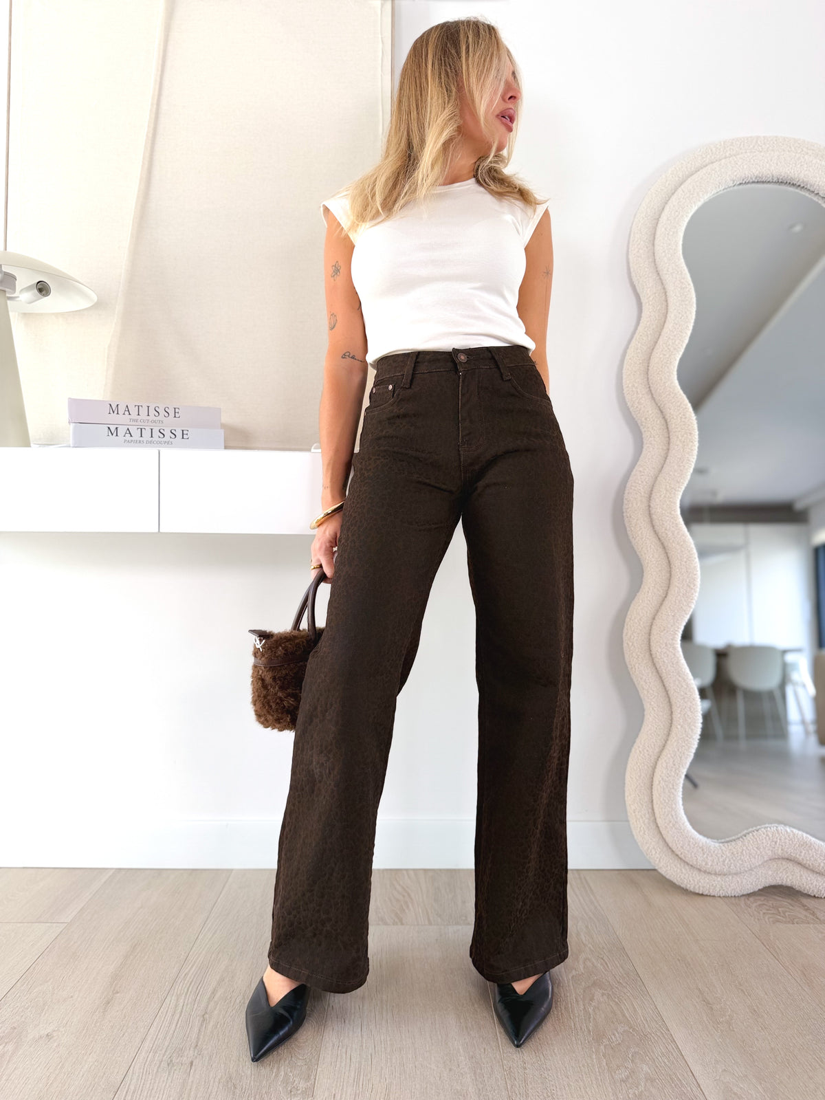 Denim wide animal print