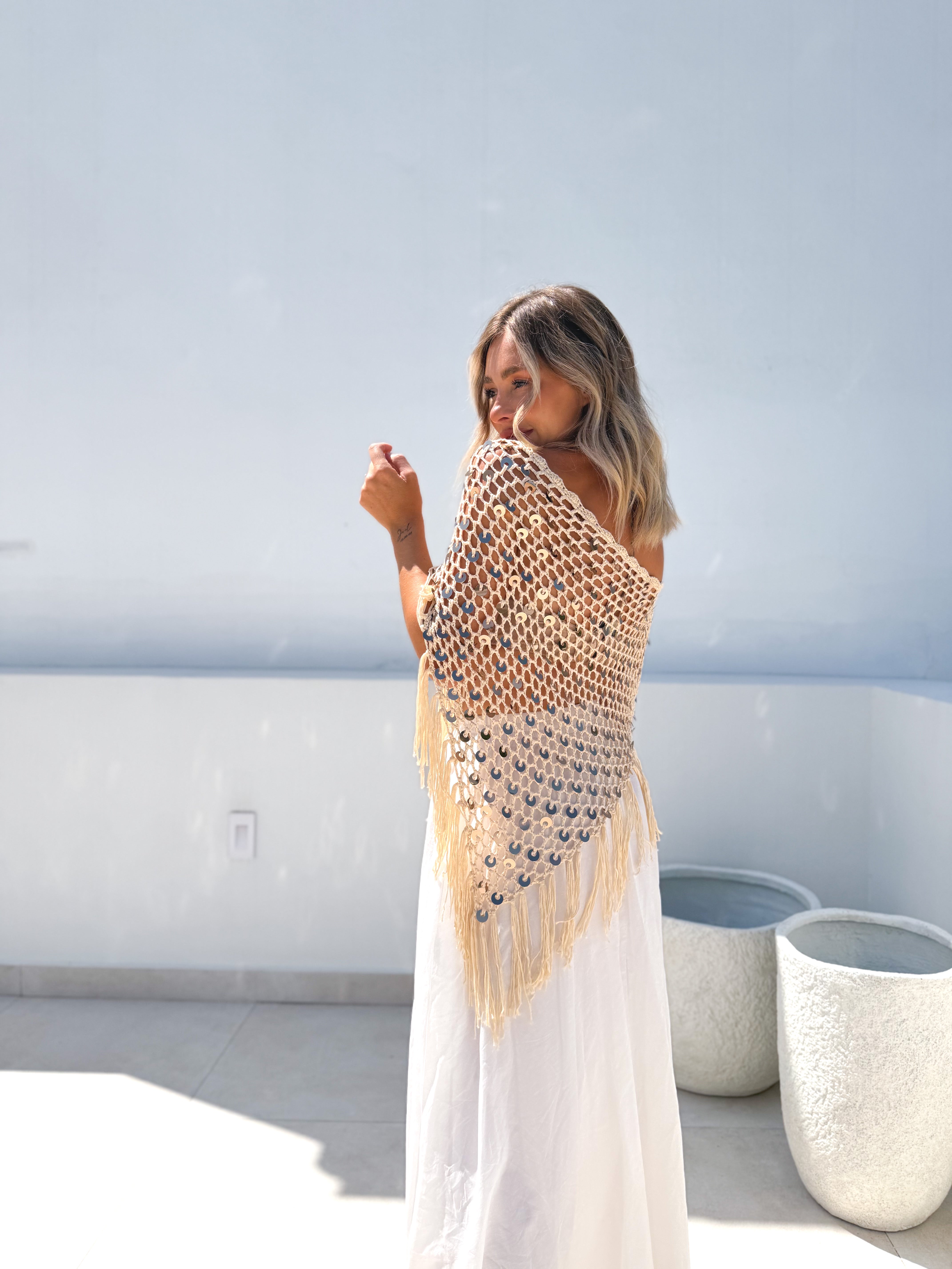 Poncho crochet combinado