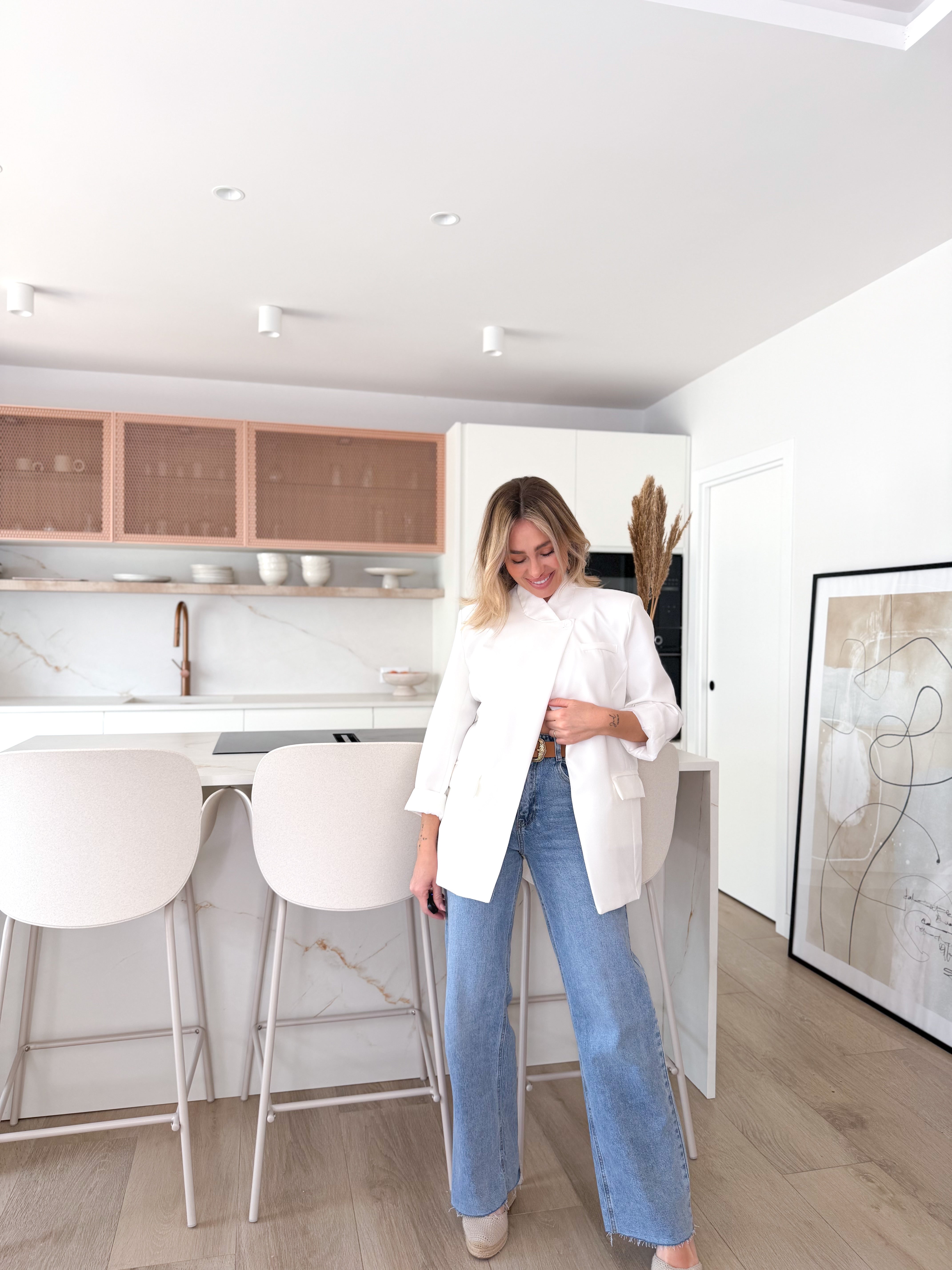 Blazer cruzada blanca