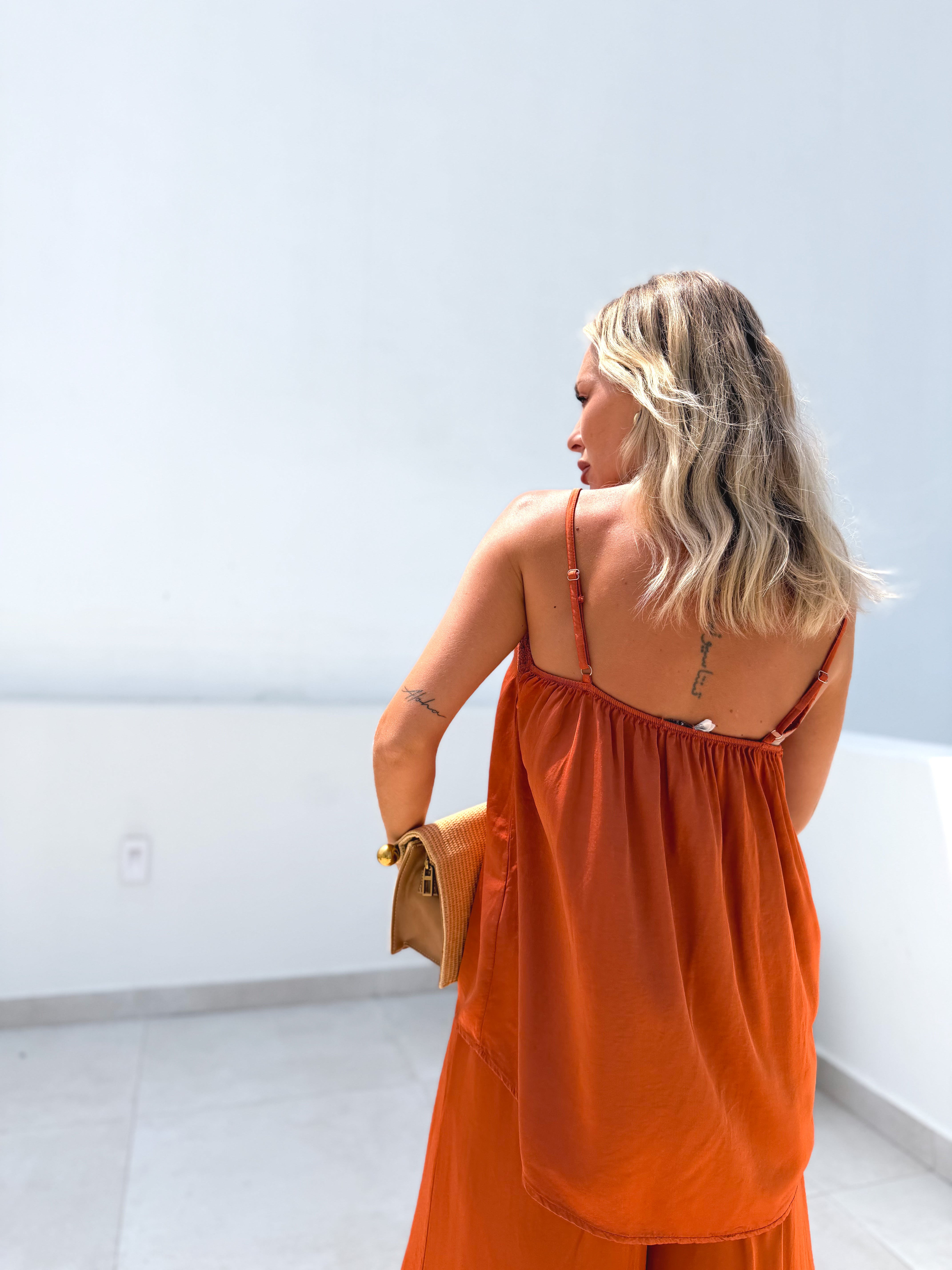 Tirante lencera satinada naranja