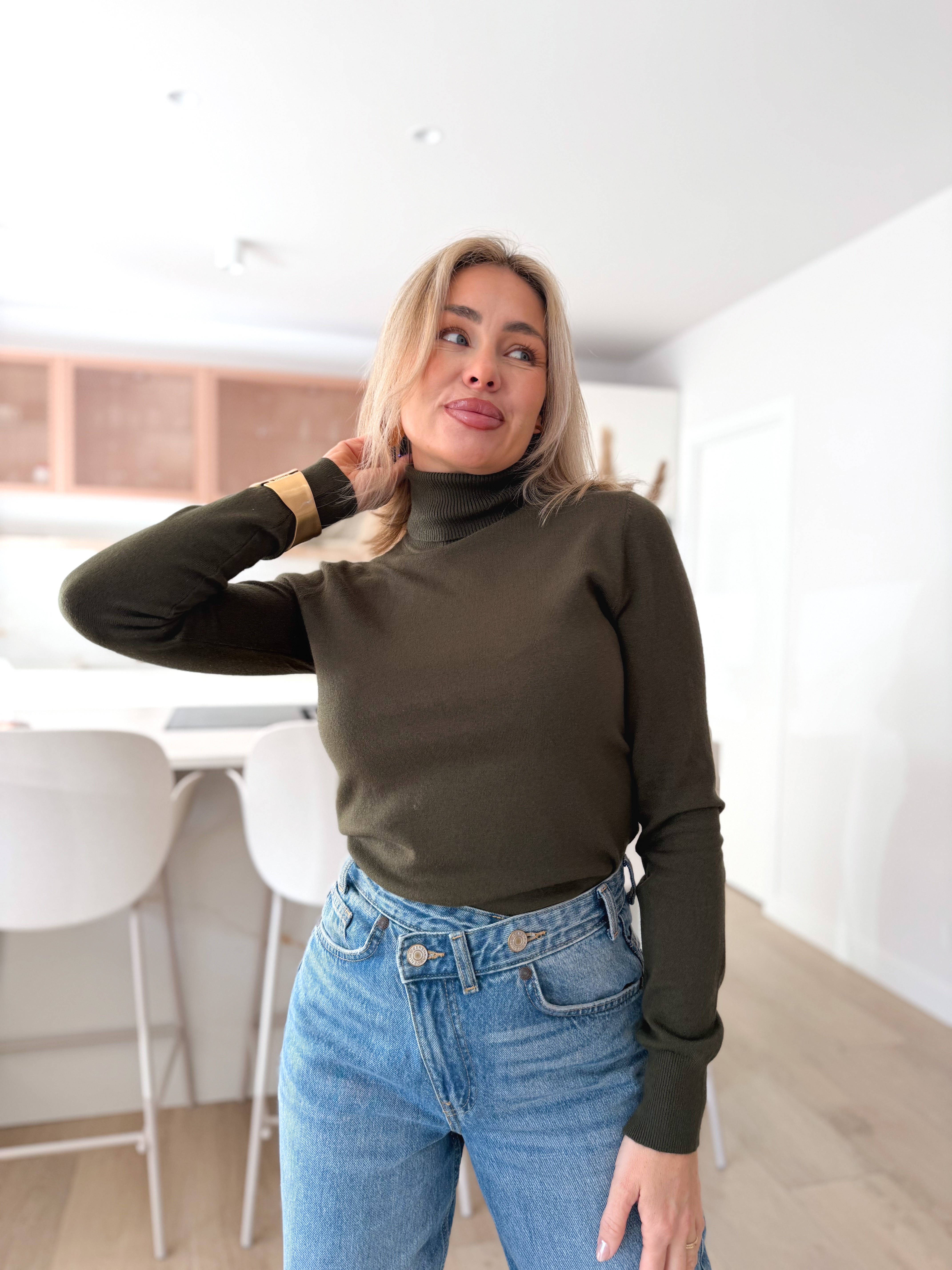 Suéter punto slim verde