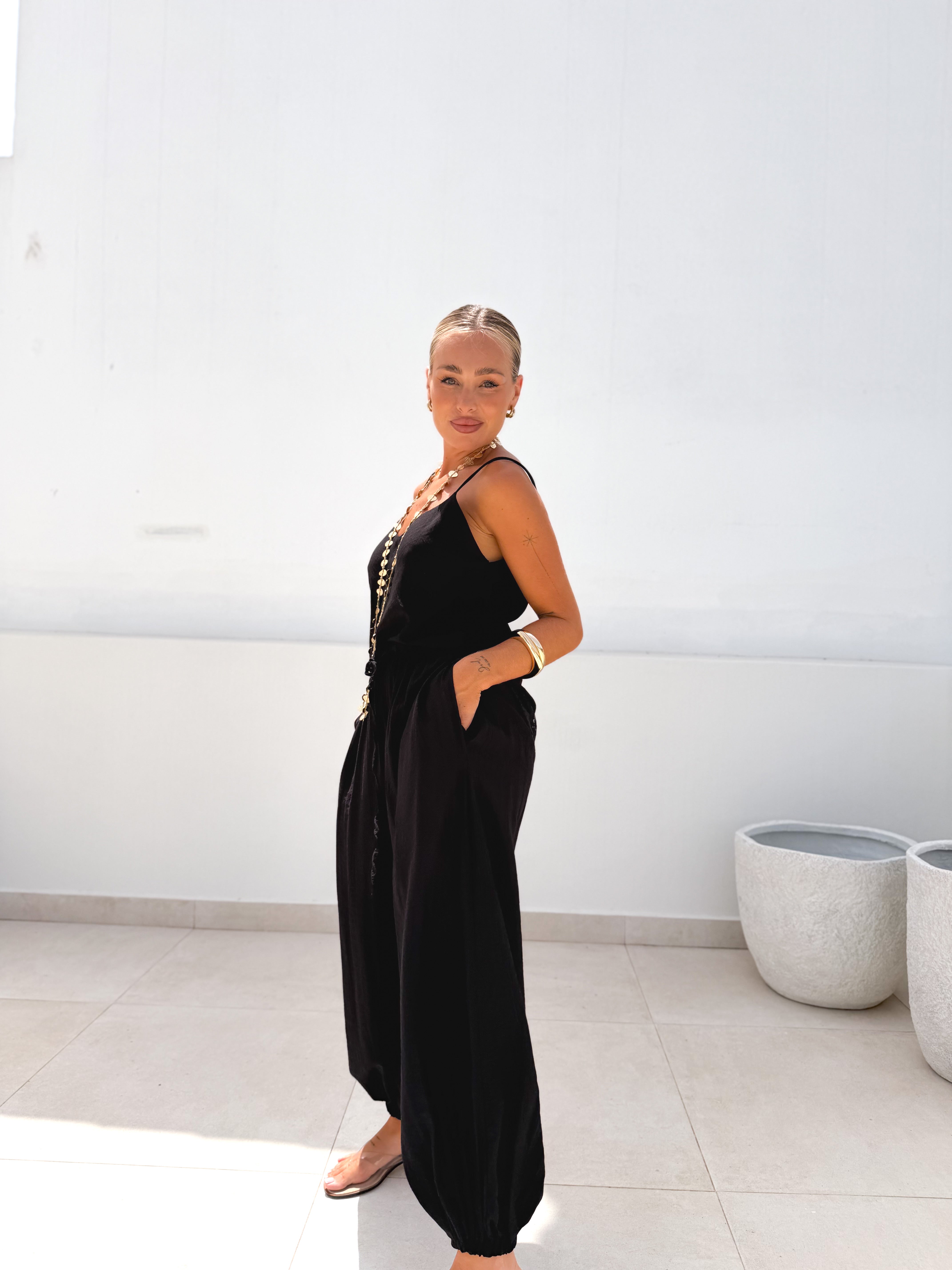 Pantalón bombacho negro