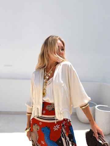 Bomber satinada beige