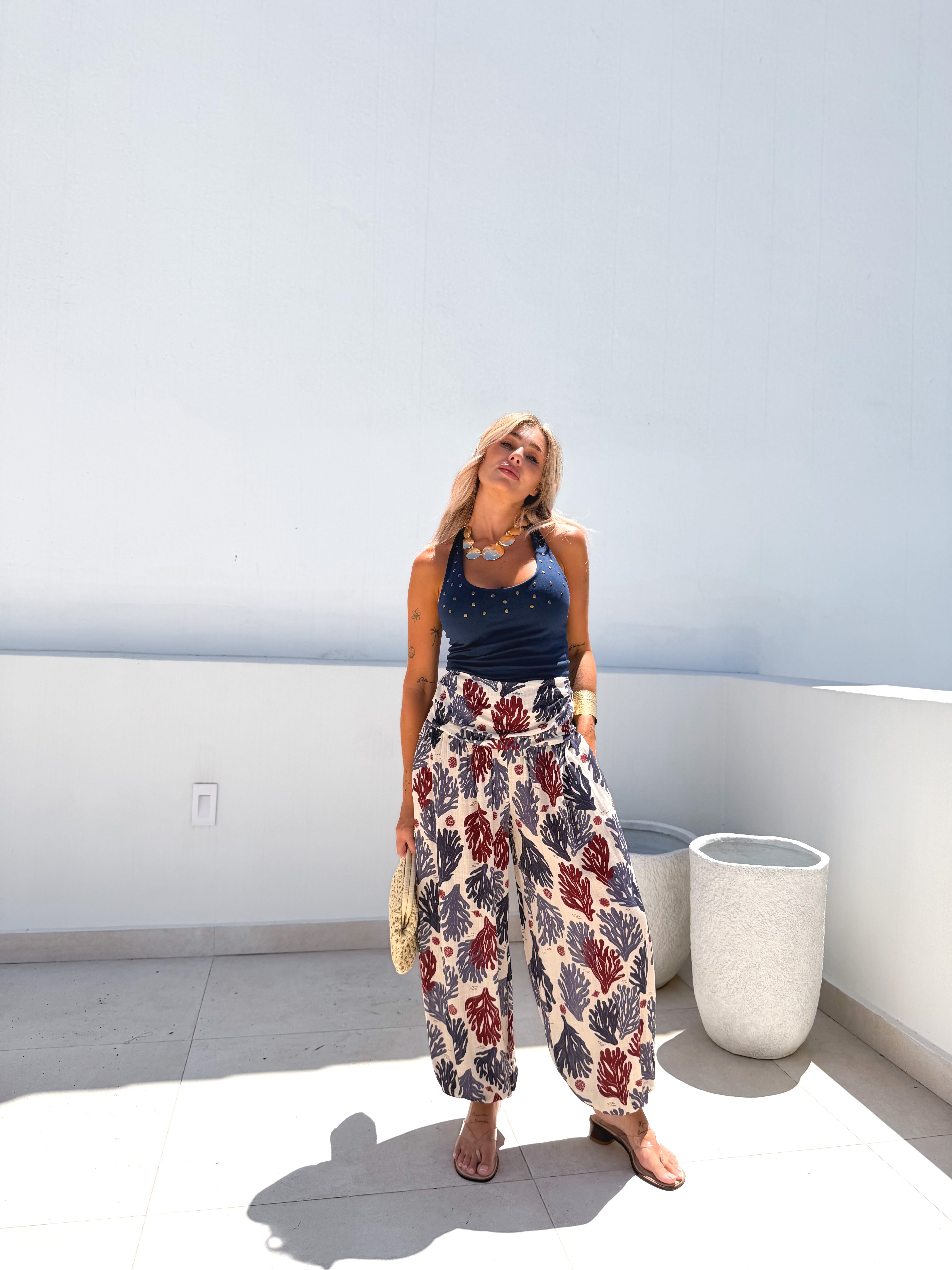 Pantalón bombacho coral Marino