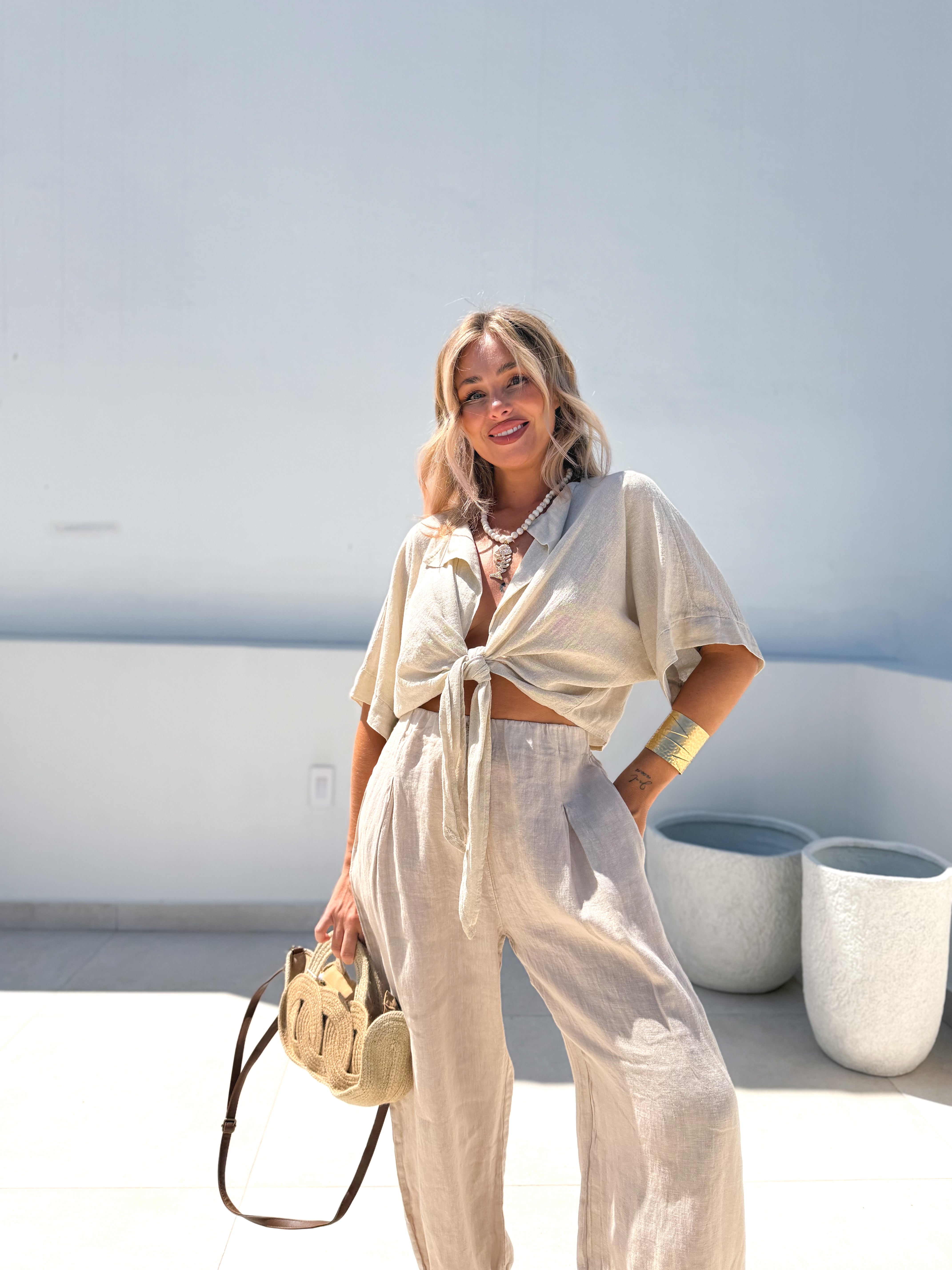 Bombacho lino beige