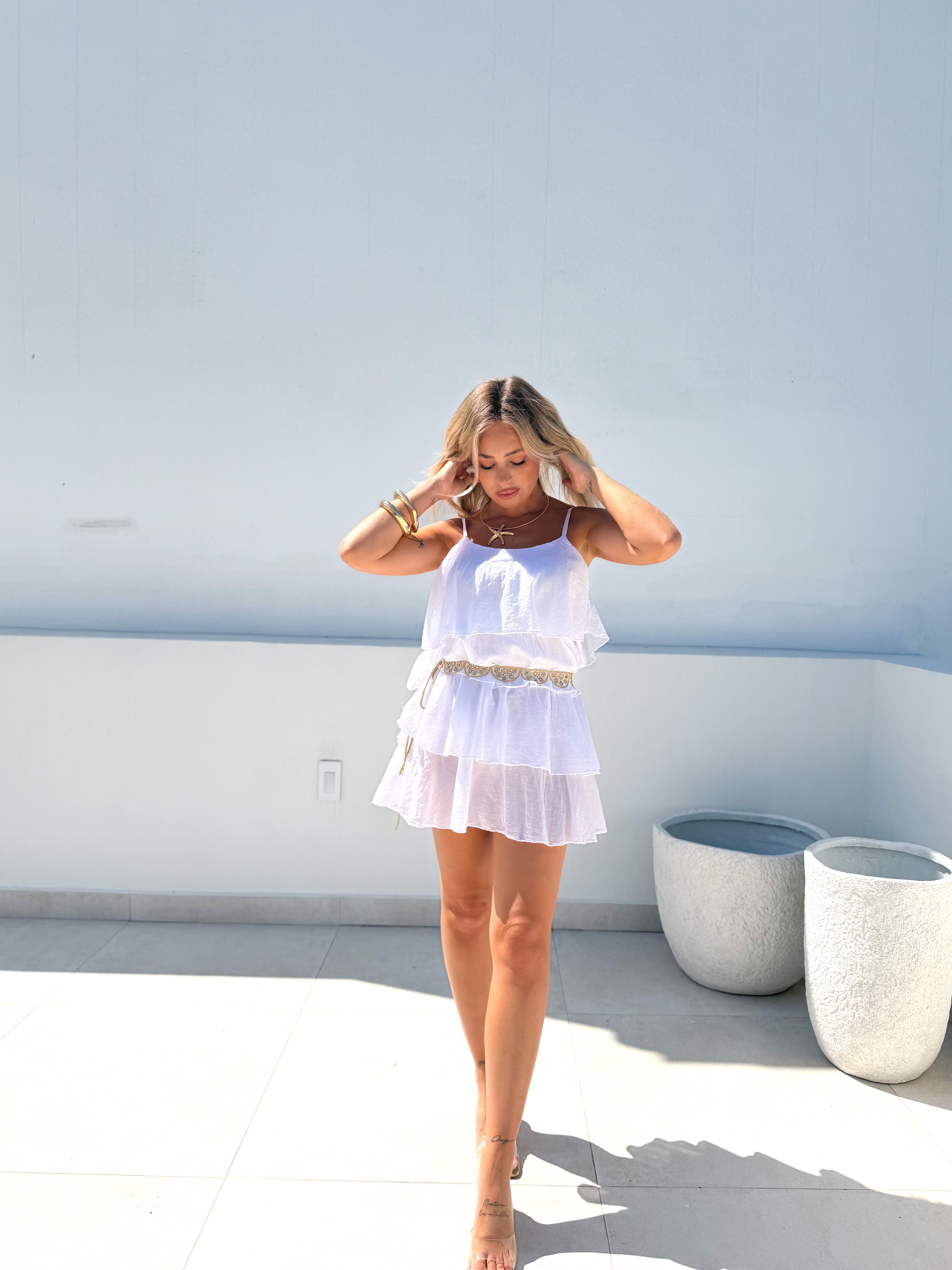 Vestido volantes blanco