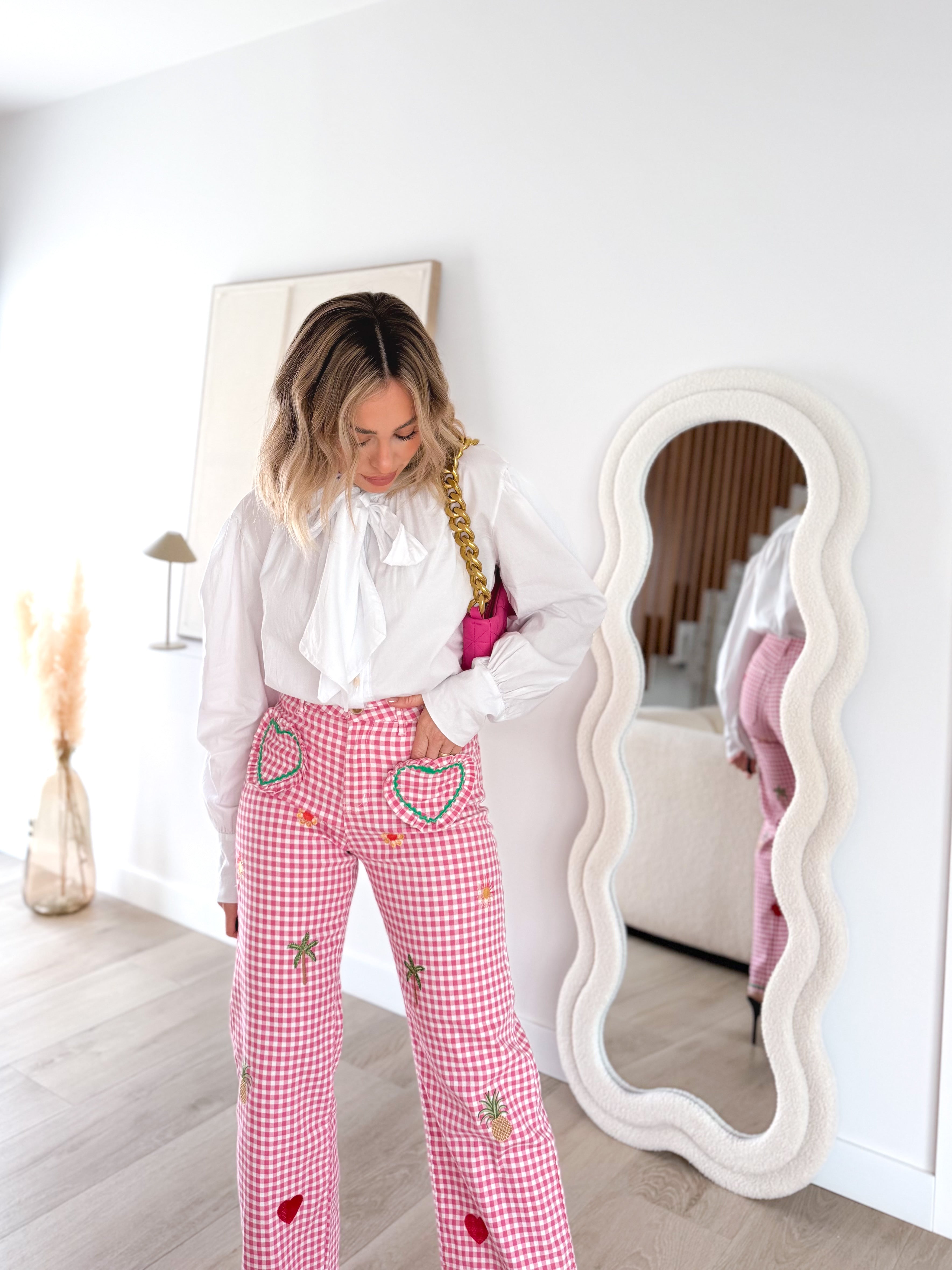 Denim vichy combinado